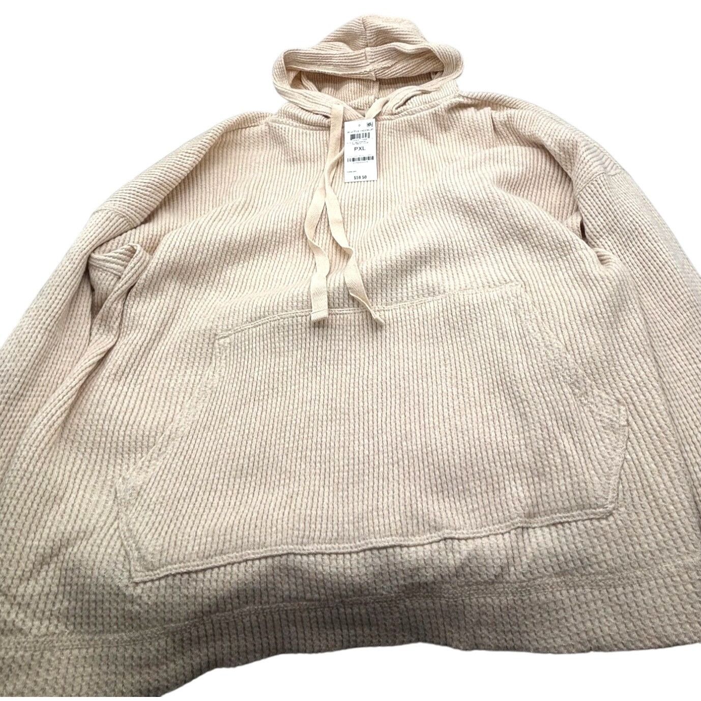 Style & Co Style & Co Petite Cotton Waffle-Knit Hoodie, Oatmeal Heather Size ONE SIZE - 5 Thumbnail