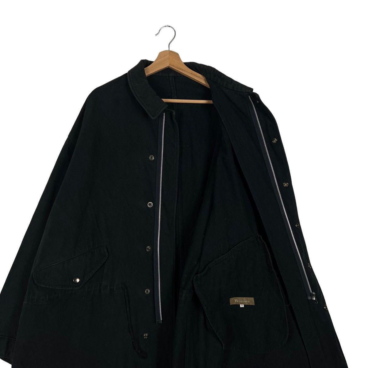 Yohji Yamamoto 🔥RICH BLACK - FLY COATS HERRINGBONE LONG JACKETS Size US M / EU 48-50 / 2 - 12 Thumbnail
