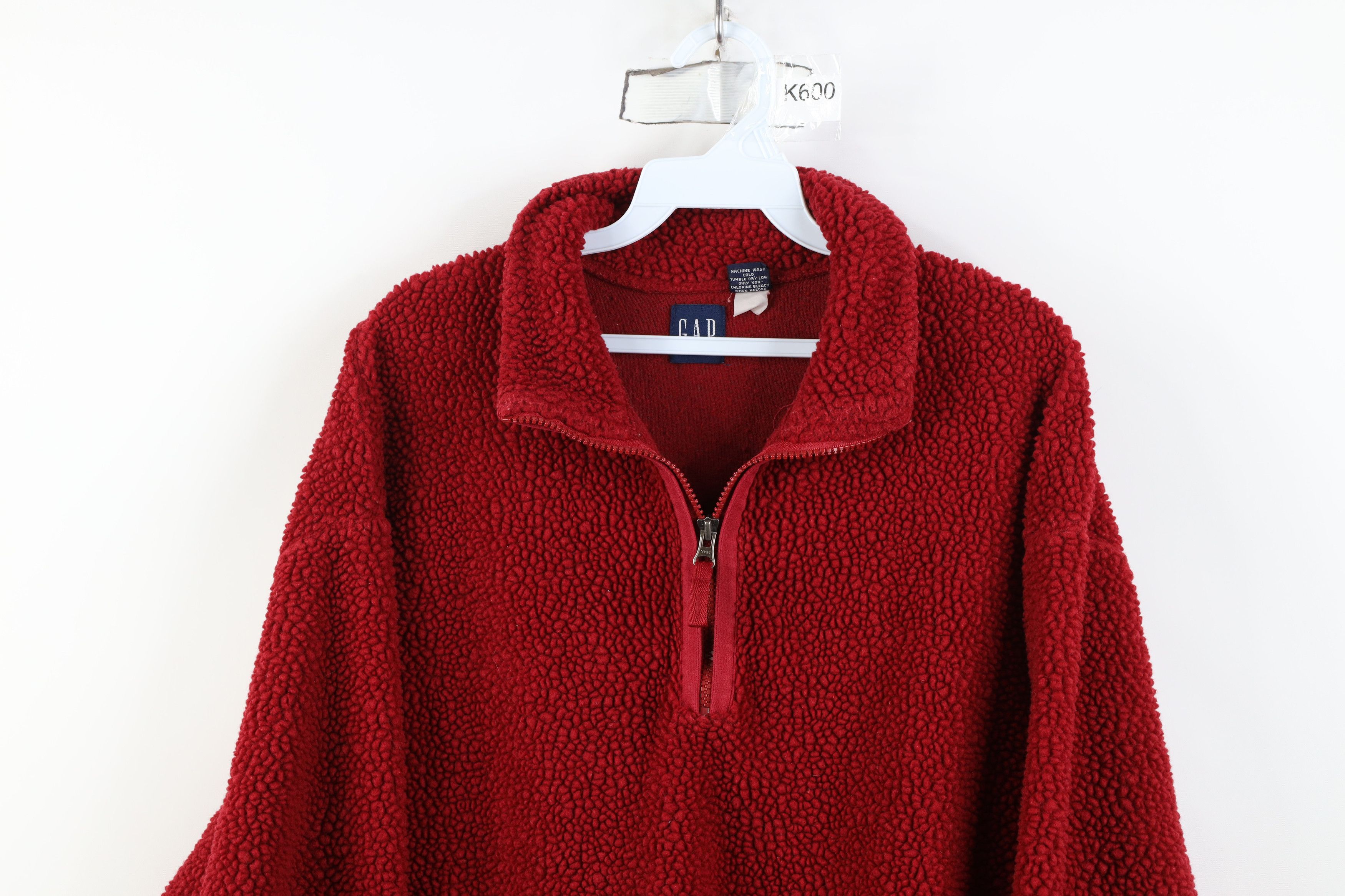 Gap Vintage 90s Gap 1/4 Quarter Half Zip Pullover Sweater Red Size US L / EU 52-54 / 3 - 2 Thumbnail