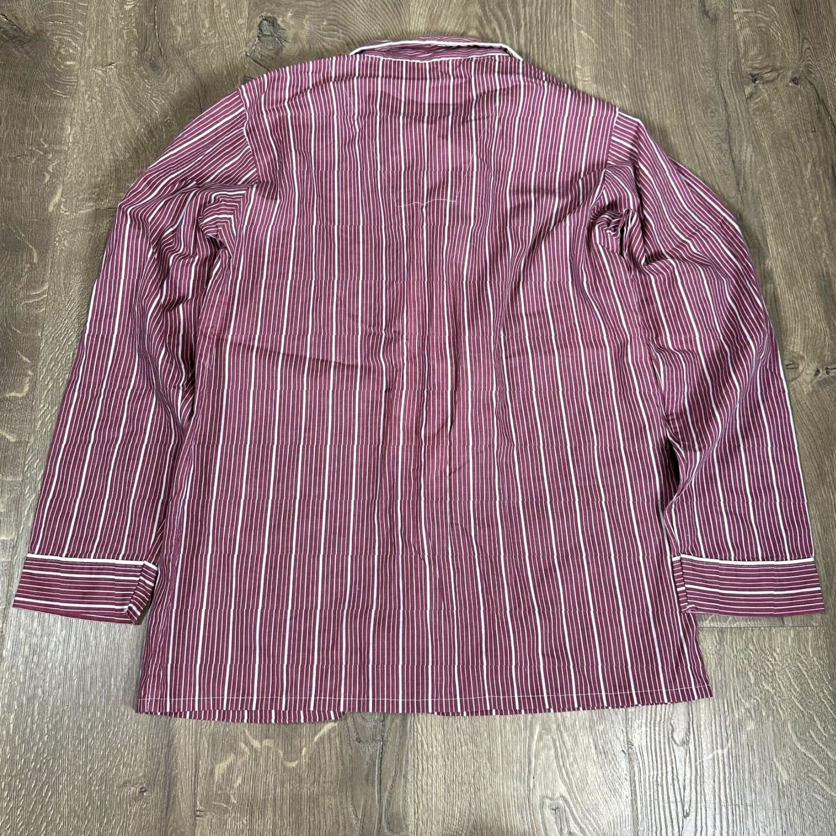McGregor McGregor Pajama Top Striped Red Long Sleeve Shirt Mens S Night Wear Button Closure 1 Piece Cotton Polyester Classic All Season Size US S / EU 44-46 / 1 - 3 Thumbnail