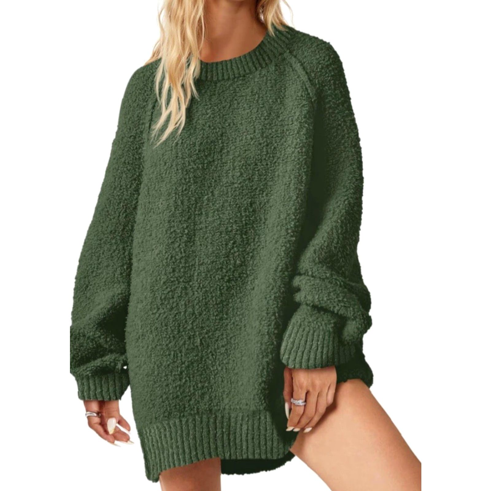 Vintage Saodimallsu Women's Oversized Crew Neck Long Sleeve Sweater - Green Size L - NWT Vintage? Size L / US 10 / IT 46 - 2 Thumbnail