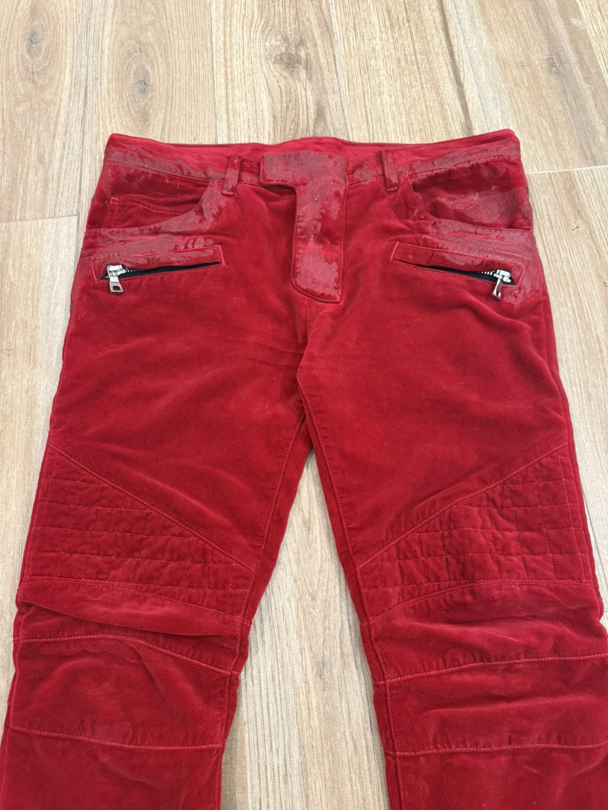 Balmain AW12 Balmain Decarnin Waxed Velour Runway Pants Size US 30 / EU 46 - 3 Thumbnail