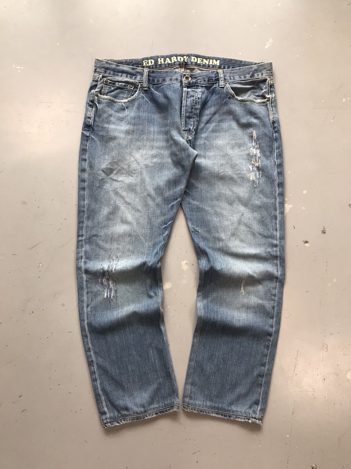 Ed Hardy × Vintage Vintage Edhardy distressed straight fit denim Size US 42 / EU 58 - 2 Thumbnail