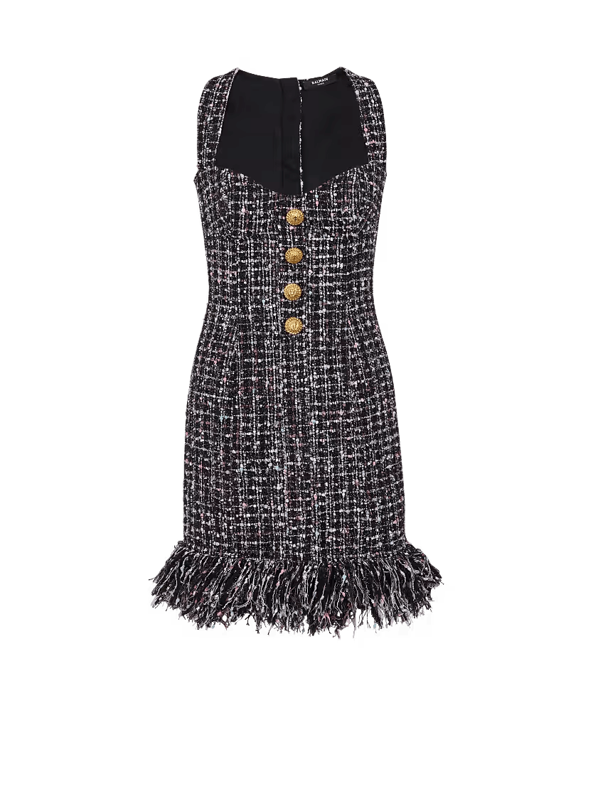 o1s1wg110725 Short Tweed Dress in Black
