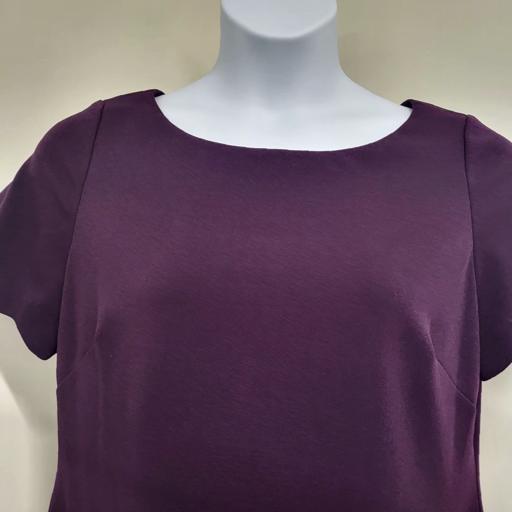 Anne Klein Ann Klein Dress Women's Size 14 Purple Wine Short Sleeve Scalloped Classic Fit Size 36" / US 14 / IT 50 - 5 Thumbnail