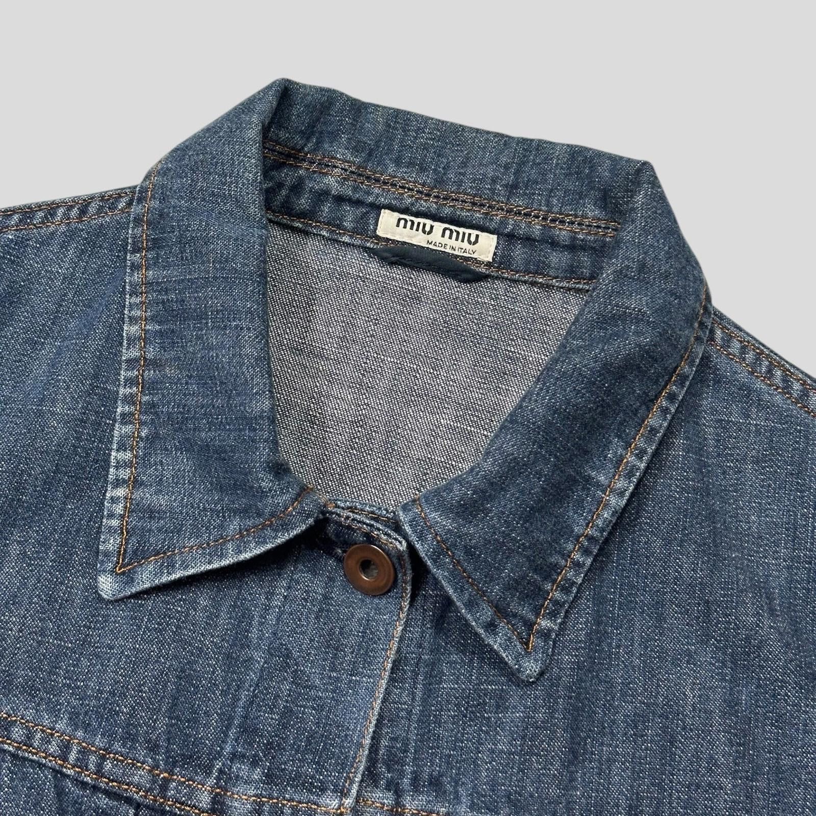Miu Miu Miu Miu 2001 Runway Denim Fiammoto Pleated Work Jacket - S/M Size US M / EU 48-50 / 2 - 10 Thumbnail