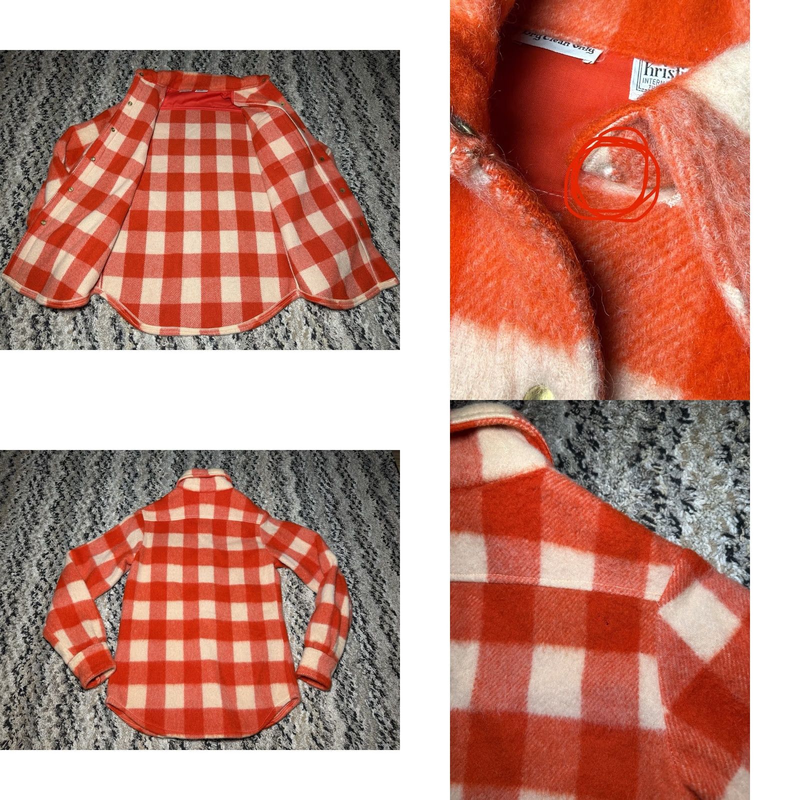 Vintage VINTAGE 60s 70s Flannel Red Checkered Buffalo Plaid Shacket Size 10 Wool Mohair Kristin International Shirt Mens Size L / US 10 / IT 46 - 8 Thumbnail