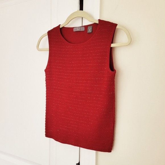 Other Kate Hill Petite Beaded Silk Blend Ribbed Sweater Tank Sz PM Size M / US 6-8 / IT 42-44 - 7 Thumbnail