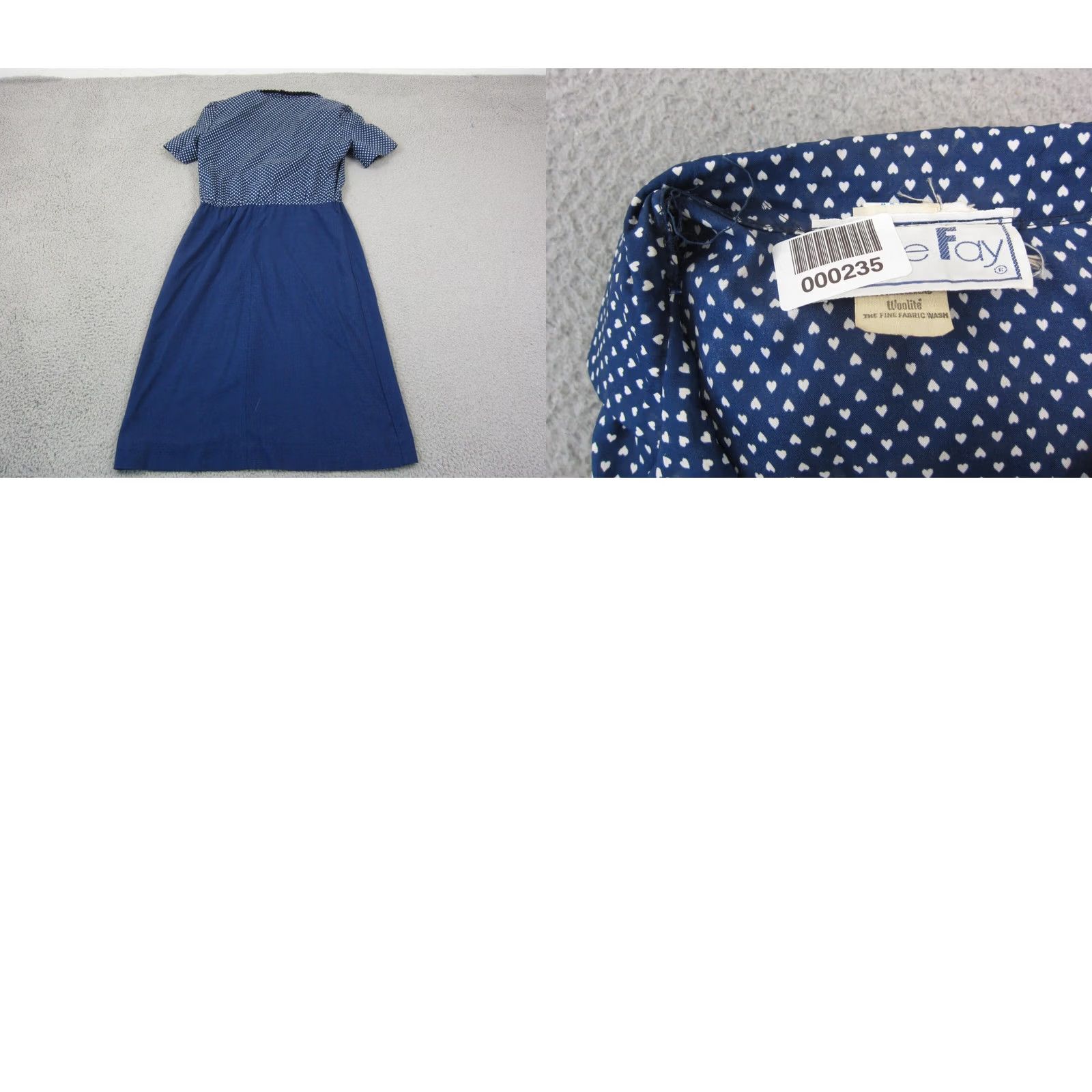 Vintage Vintage Leslie Fay Dress Medium Blue Hearts A-Line Midi Shirt Made in USA 80s Size M / US 6-8 / IT 42-44 - 9 Thumbnail