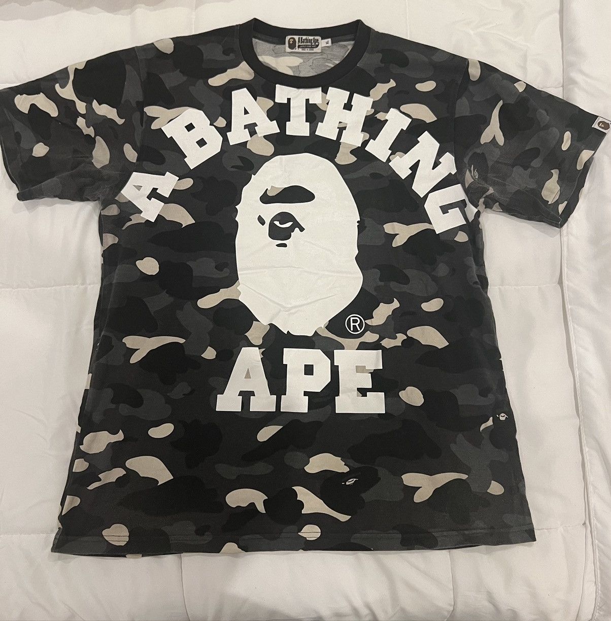 image of Bape City Camo Big College Tee in Black, Men's (Size XL)