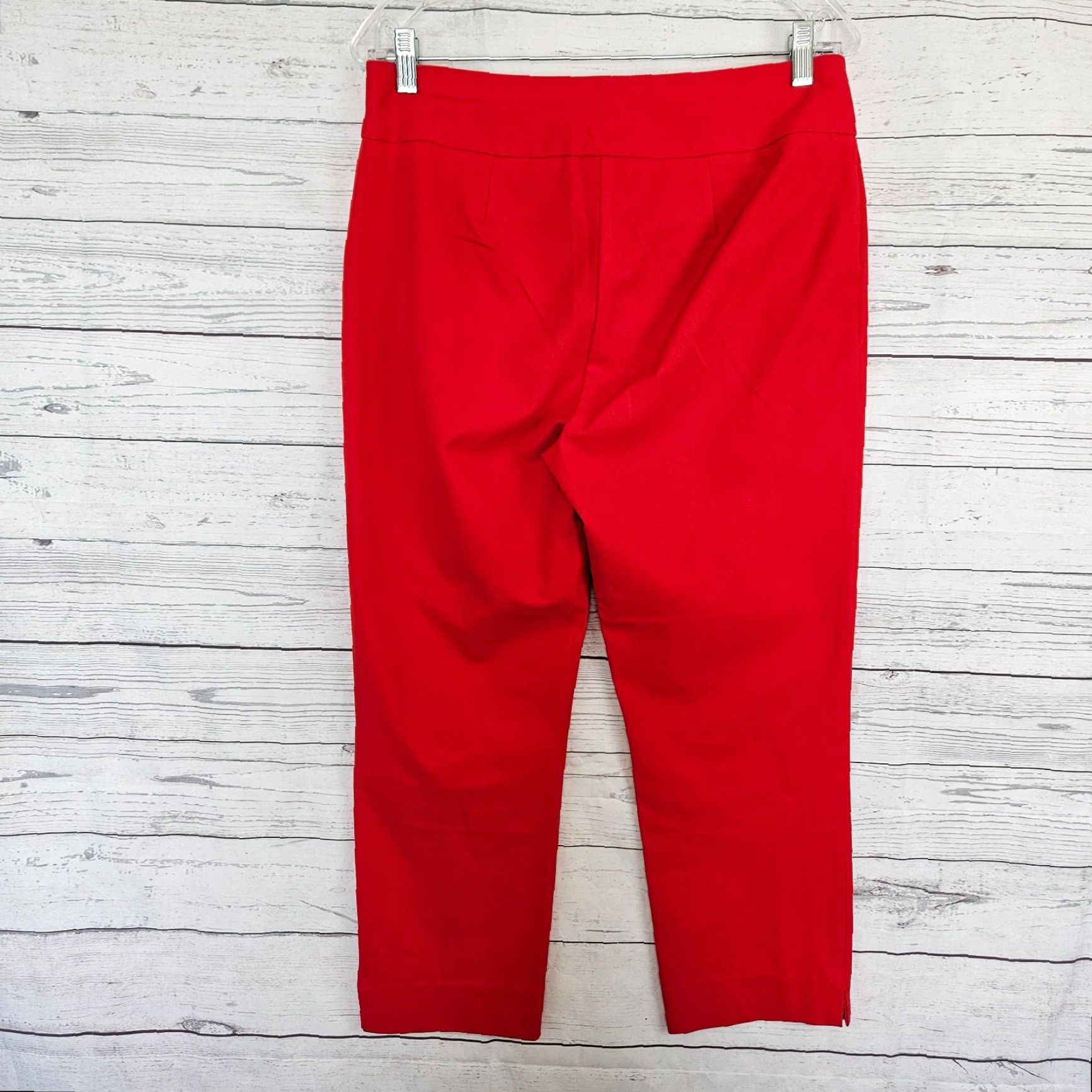 Vintage Chicos Womens Cropped Pants Sz 6 Red Pull On Cotton Blend Mid Rise - 15.5" Waist 23" Inseam 10.5" Rise Size 28" / US 6 / IT 42 - 3 Thumbnail