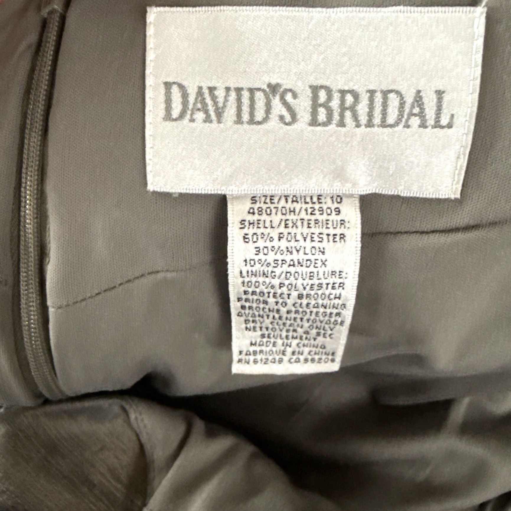 Vintage DAVID'S BRIDAL Off Shoulder Bodycon Dress 10 Gray Jeweled Ruching Womens Size L / US 10 / IT 46 - 3 Thumbnail