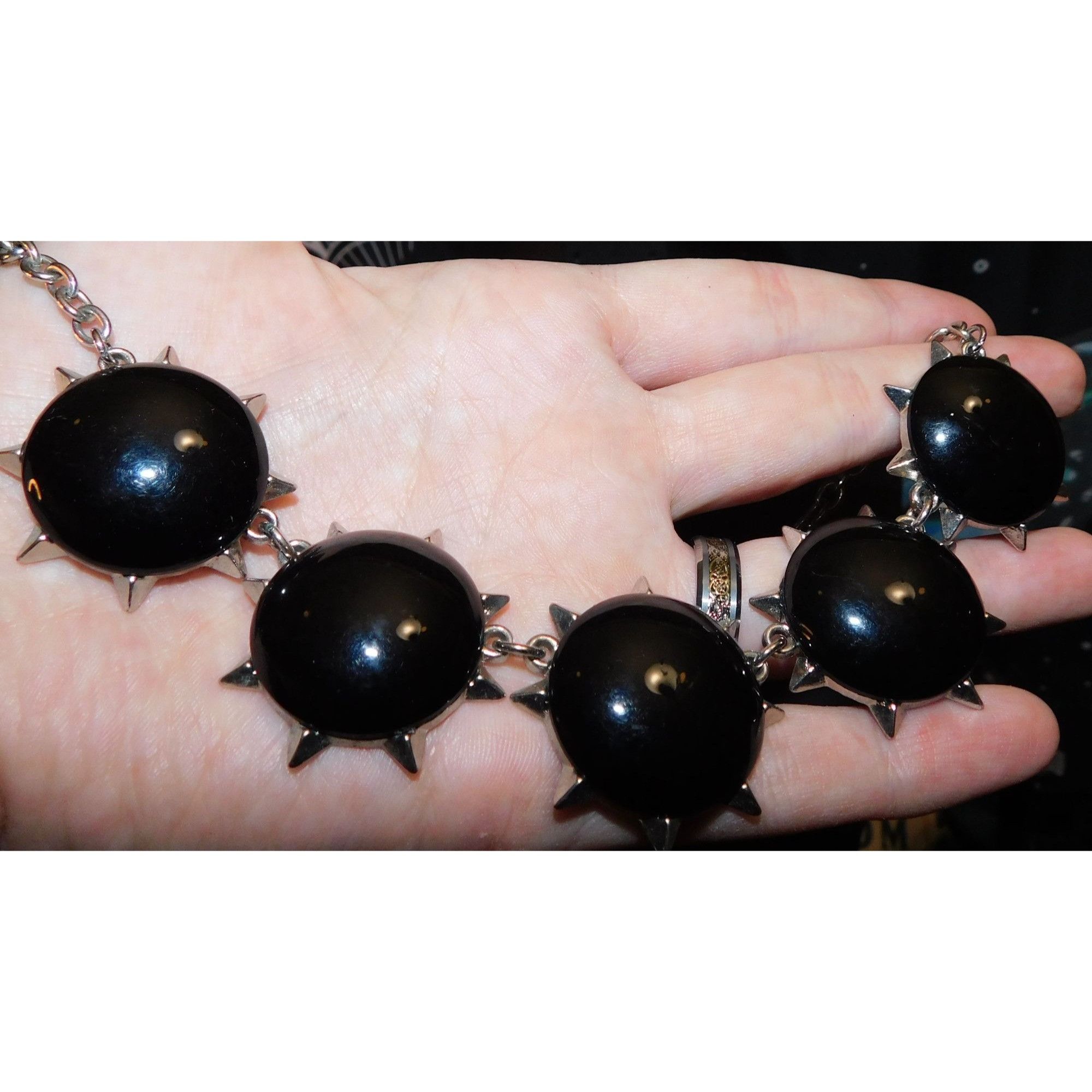 Other Gothic Punk Black Spiked Cabochon Necklace Size ONE SIZE - 4 Thumbnail