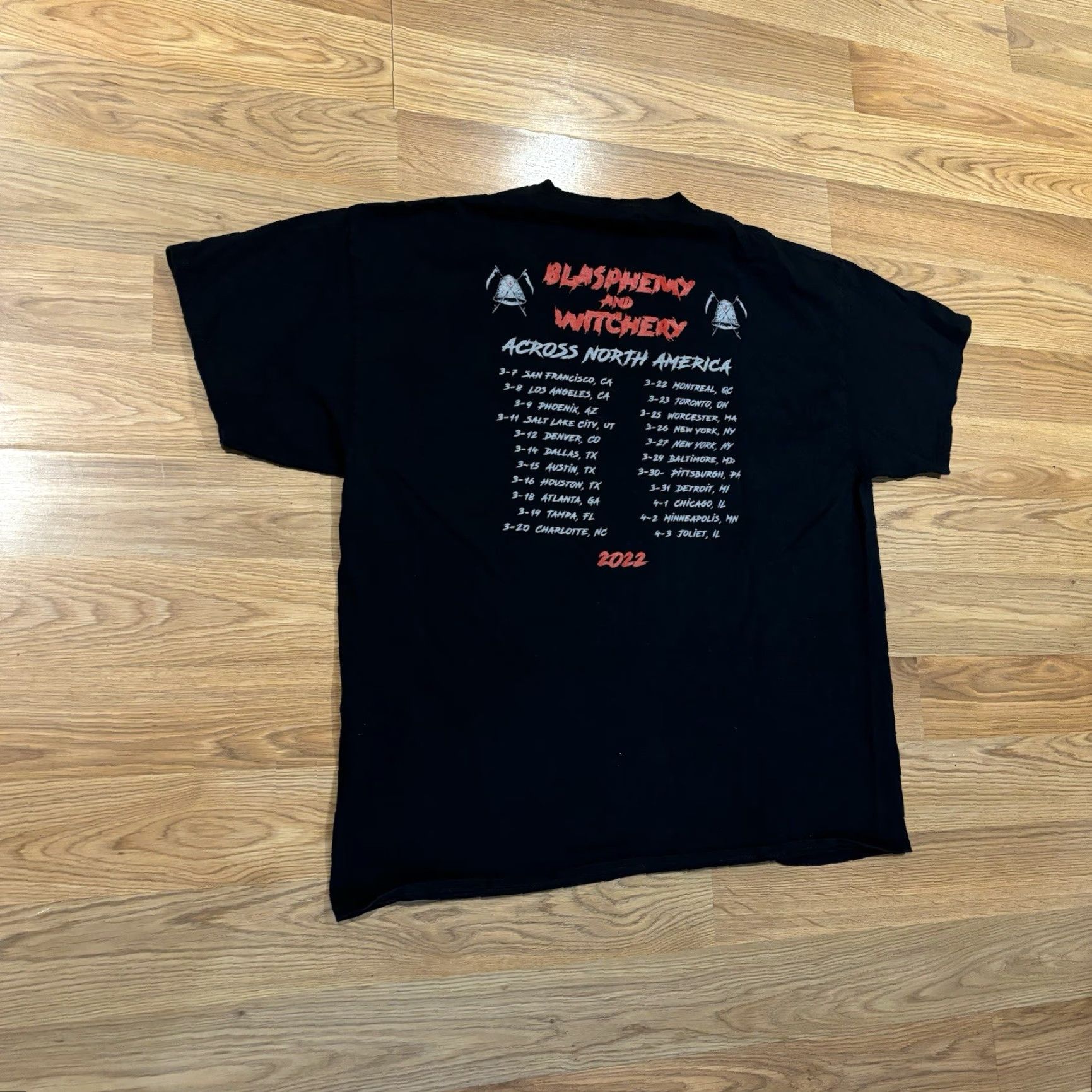 Vintage Midnight Let There Be Witchery 2022 Tour T Shirt Blasphemy and Witchery Sz XL Size US XL / EU 56 / 4 - 7 Thumbnail