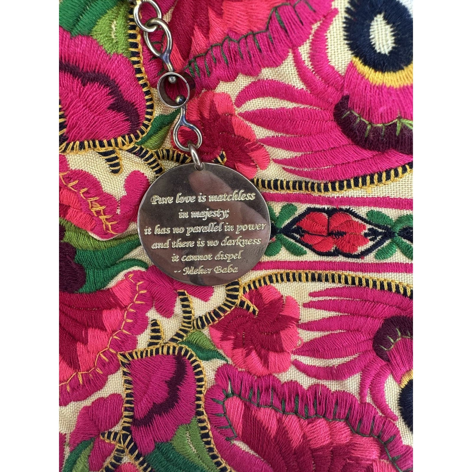 Tory Burch Blumera Clutch Pink Red Embroidered Floral Gold Chain Purse Size ONE SIZE - 3 Thumbnail