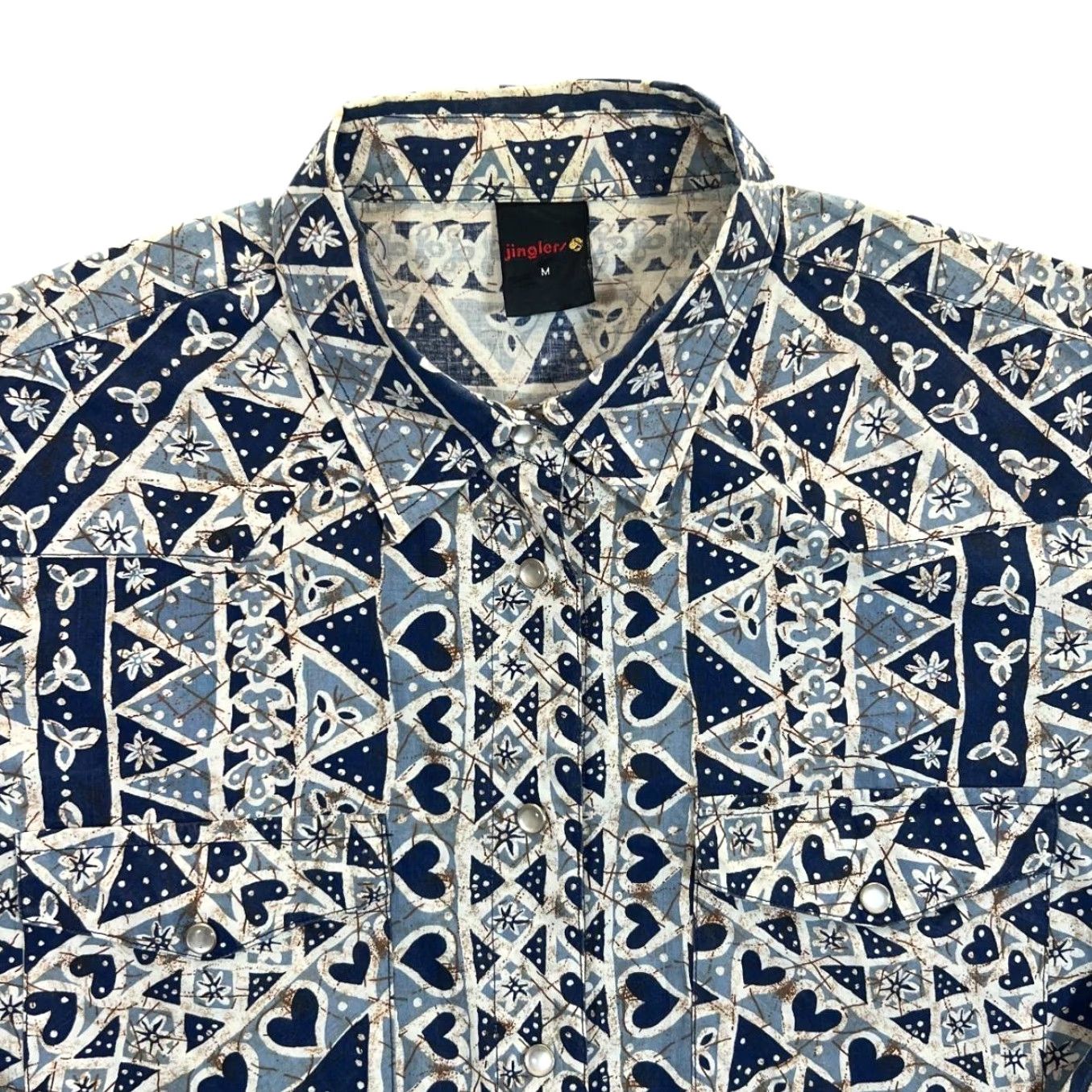 C&A Vintage C&A Jinglers Western Popper Long Sleeve Shirt Womens M Blue Abstract Patterned Button-Up Size M / US 6-8 / IT 42-44 - 2 Thumbnail