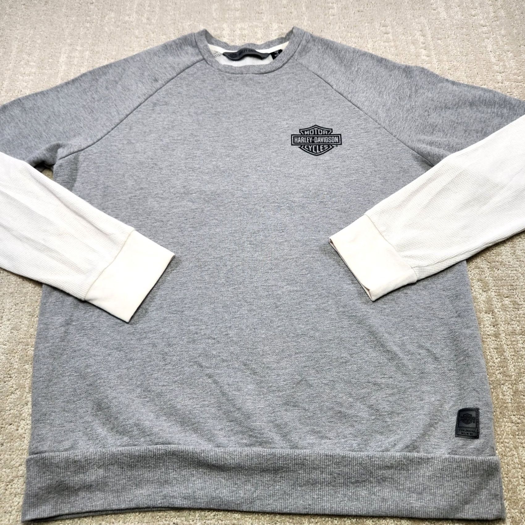Harley Davidson Harley-Davidson Sweatshirt Men Medium Slim Fit Thermal Sleeve Raglan Skull Gray Shirt Pullover Graphic Print Fire 90s Motorcycle Mens Size US M / EU 48-50 / 2 - 3 Thumbnail