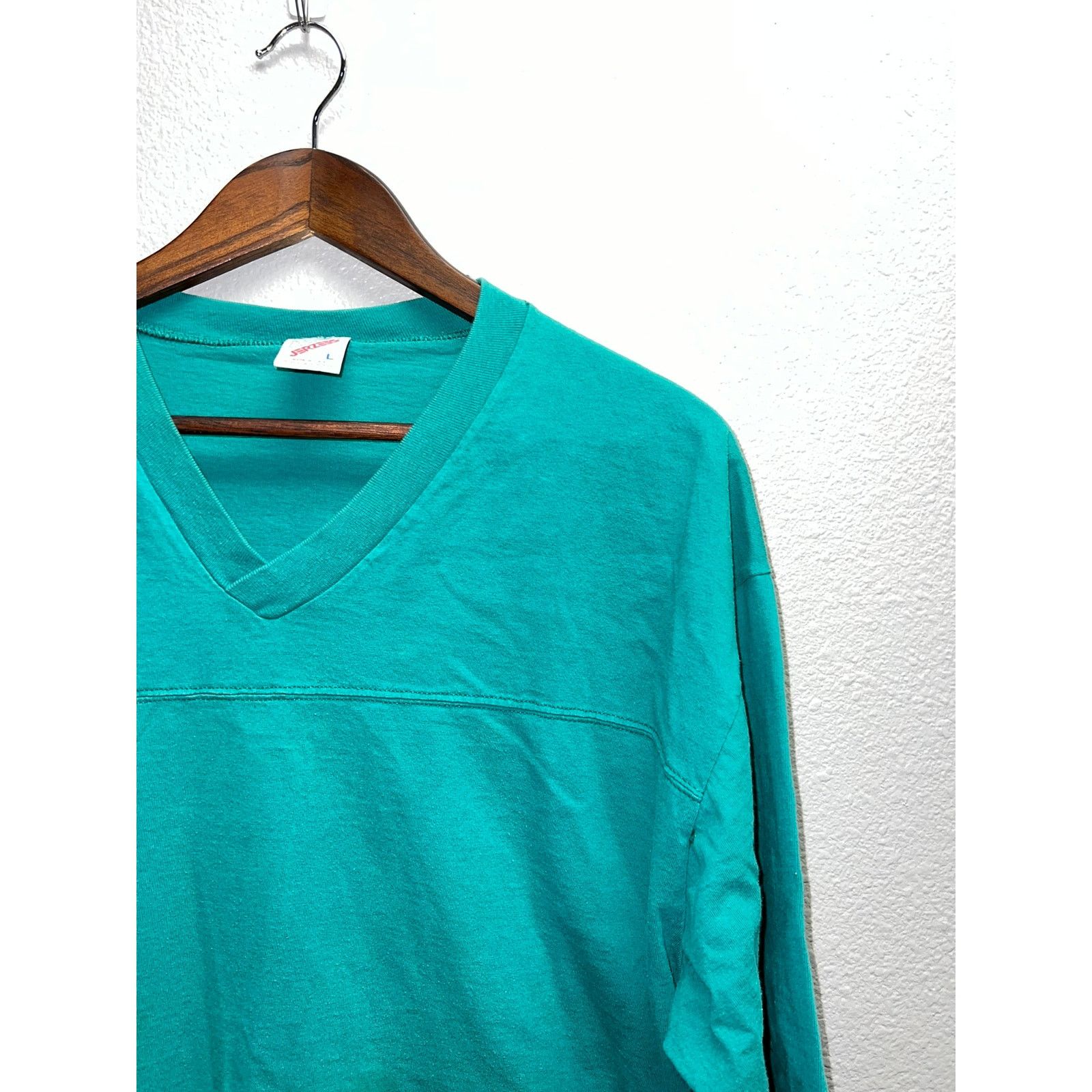 Jerzees 90s Vintage Jerzees USA Made Teal Blank Shirt VTG Large Size US L / EU 52-54 / 3 - 2 Thumbnail