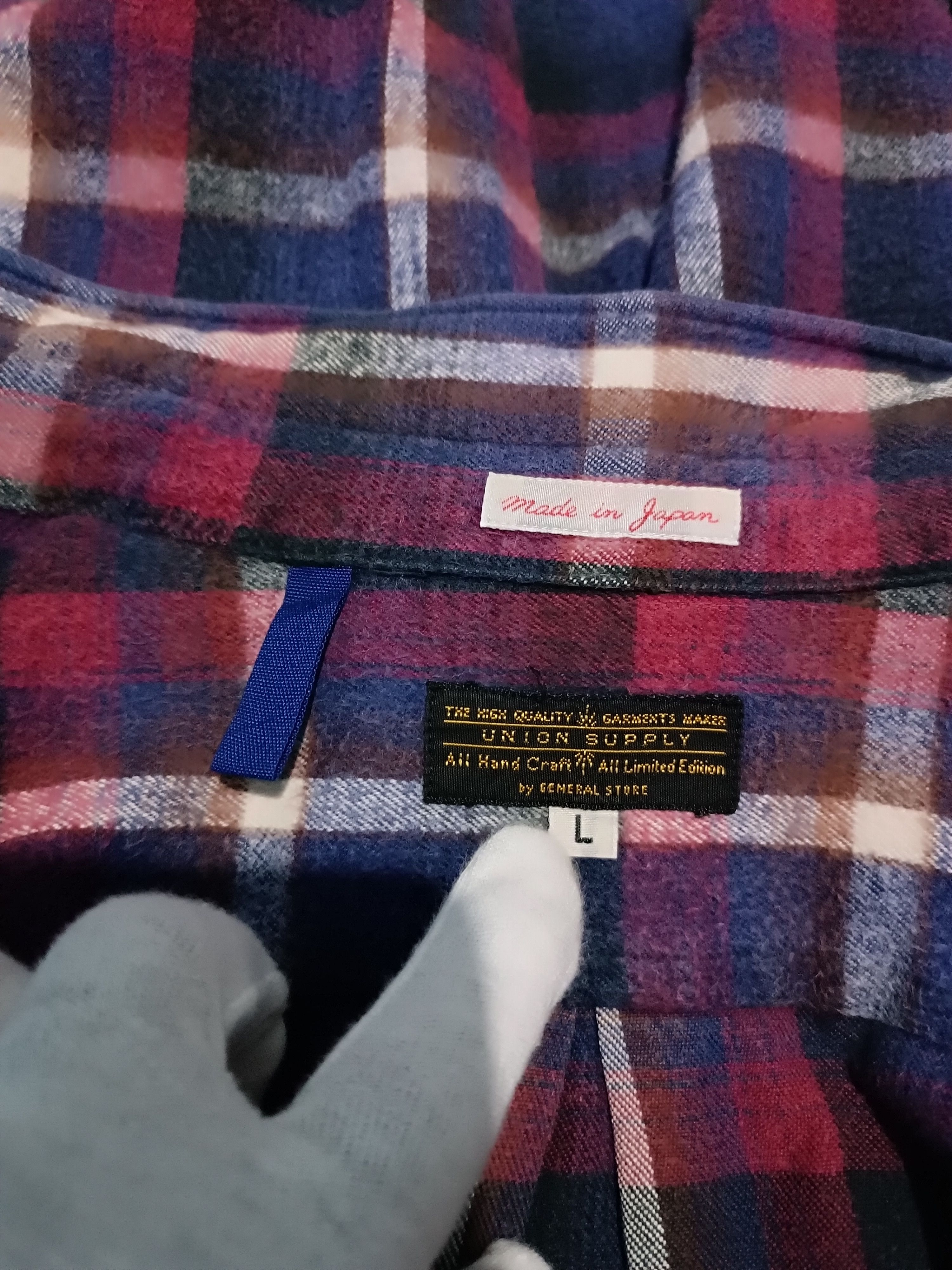 45rpm × Japanese Brand Union Supply Distressed Flannel Plaid Shirt Size US M / EU 48-50 / 2 - 8 Thumbnail