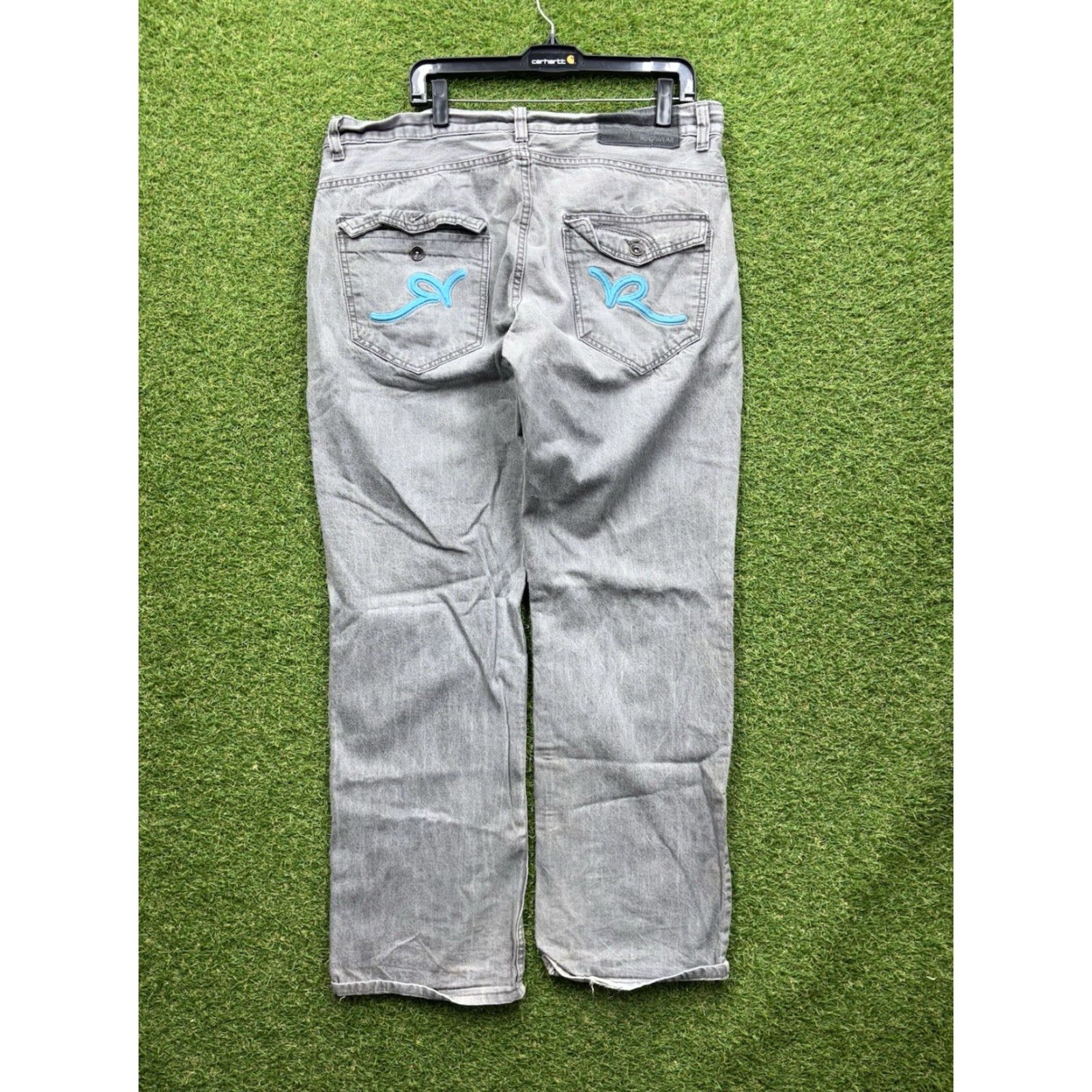 Rocawear VINTAGE Rocawear Baggy Jeans Mens 36x32 JNCO 90s Grunge Streetwear Wide-Leg Jeans Gray 36 in Mens Baggy Wide Leg 90s Hip Hop Punk Size US 36 / EU 52 - 2 Thumbnail