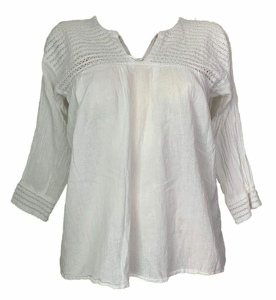Designer Pre Owned White Hand Made Blouse M Size M / US 6-8 / IT 42-44 - 1 Thumbnail