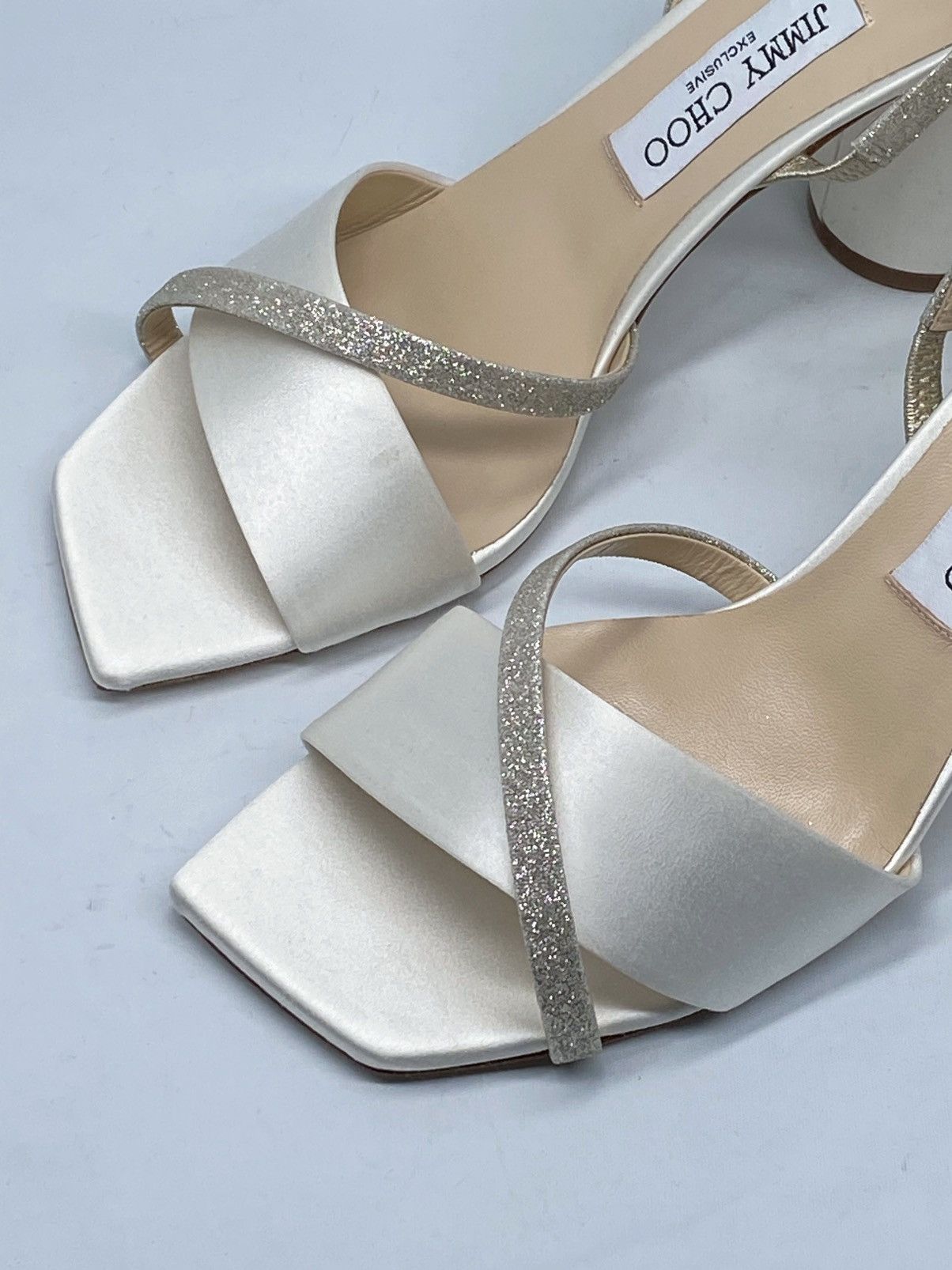 Jimmy Choo Jimmy Choo Plum Satin & Glitter Slingback Sandals size 39.5 Size US 9.5 / IT 39.5 - 5 Thumbnail
