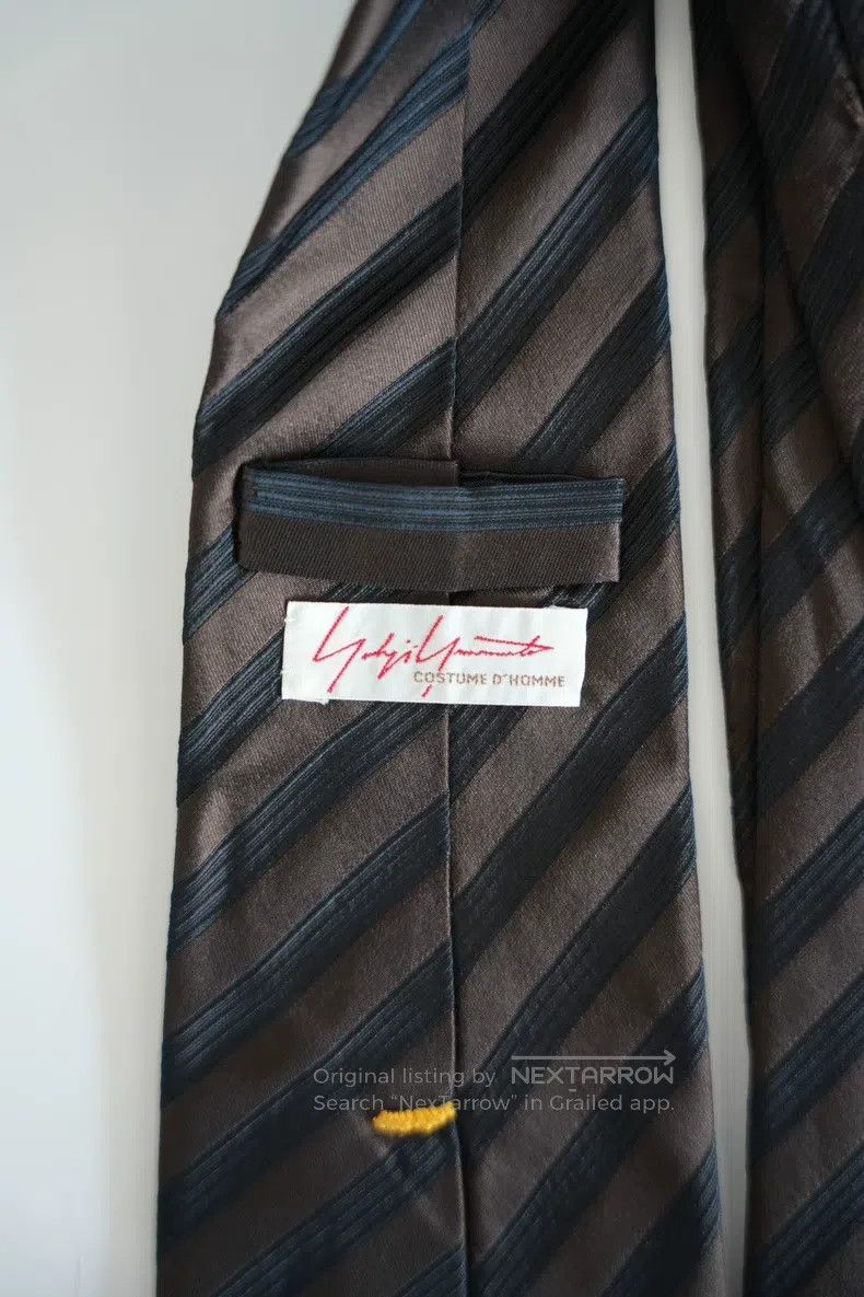 Yohji Yamamoto Yohji Yamamoto Black and brown diagonal striped silk tie Size ONE SIZE - 2 Thumbnail