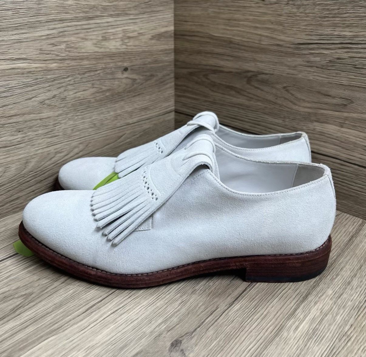 Burberry Burberry White Fringe Derby Leather Shoes J41 Size US 8.5 / EU 41-42 - 1 Thumbnail