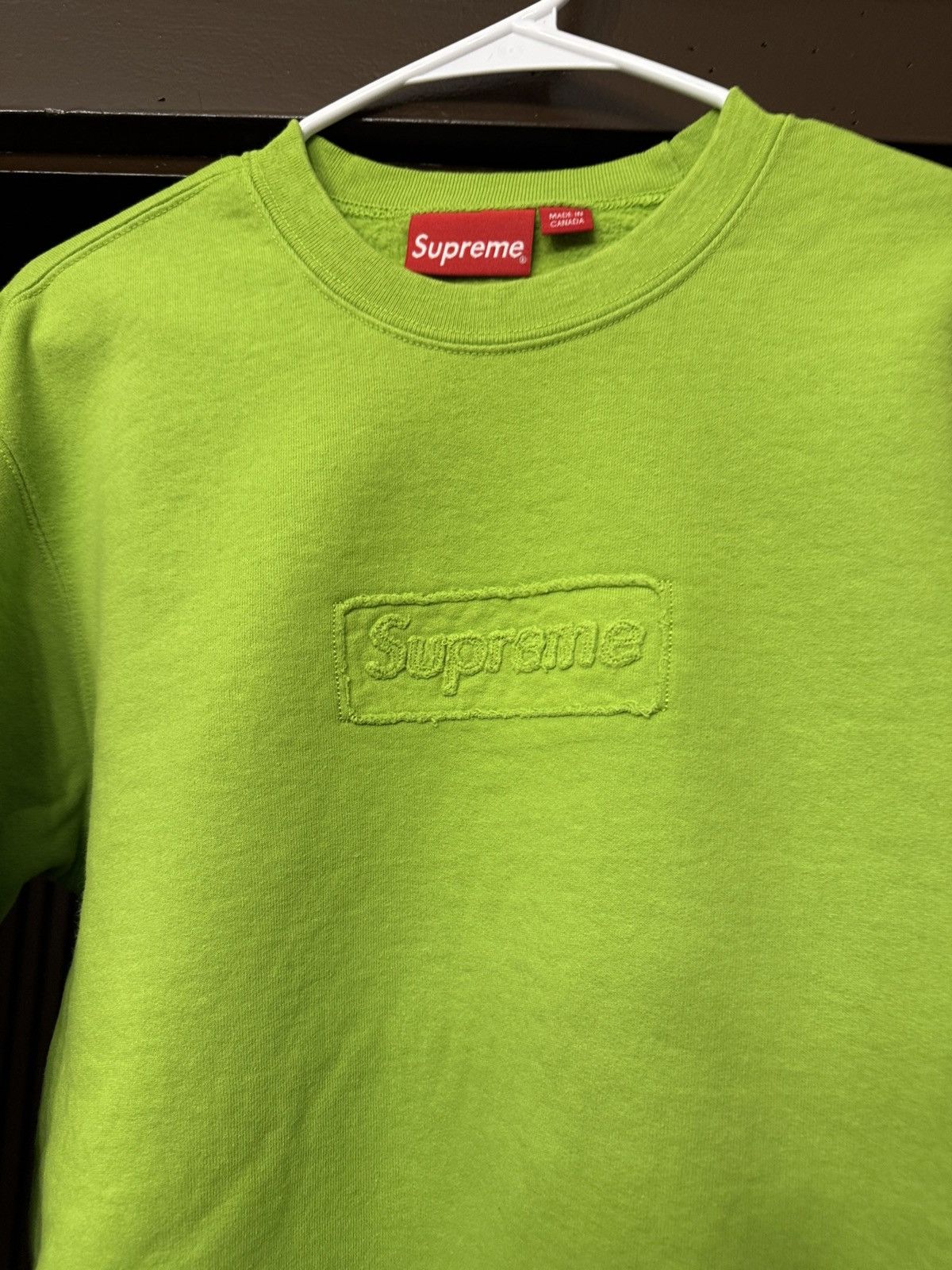 Supreme SUPREME CUTOUT BOX LOGO CREWNECK SWEATSHIRT LIME SS20 Medium Size US M / EU 48-50 / 2 - 3 Thumbnail