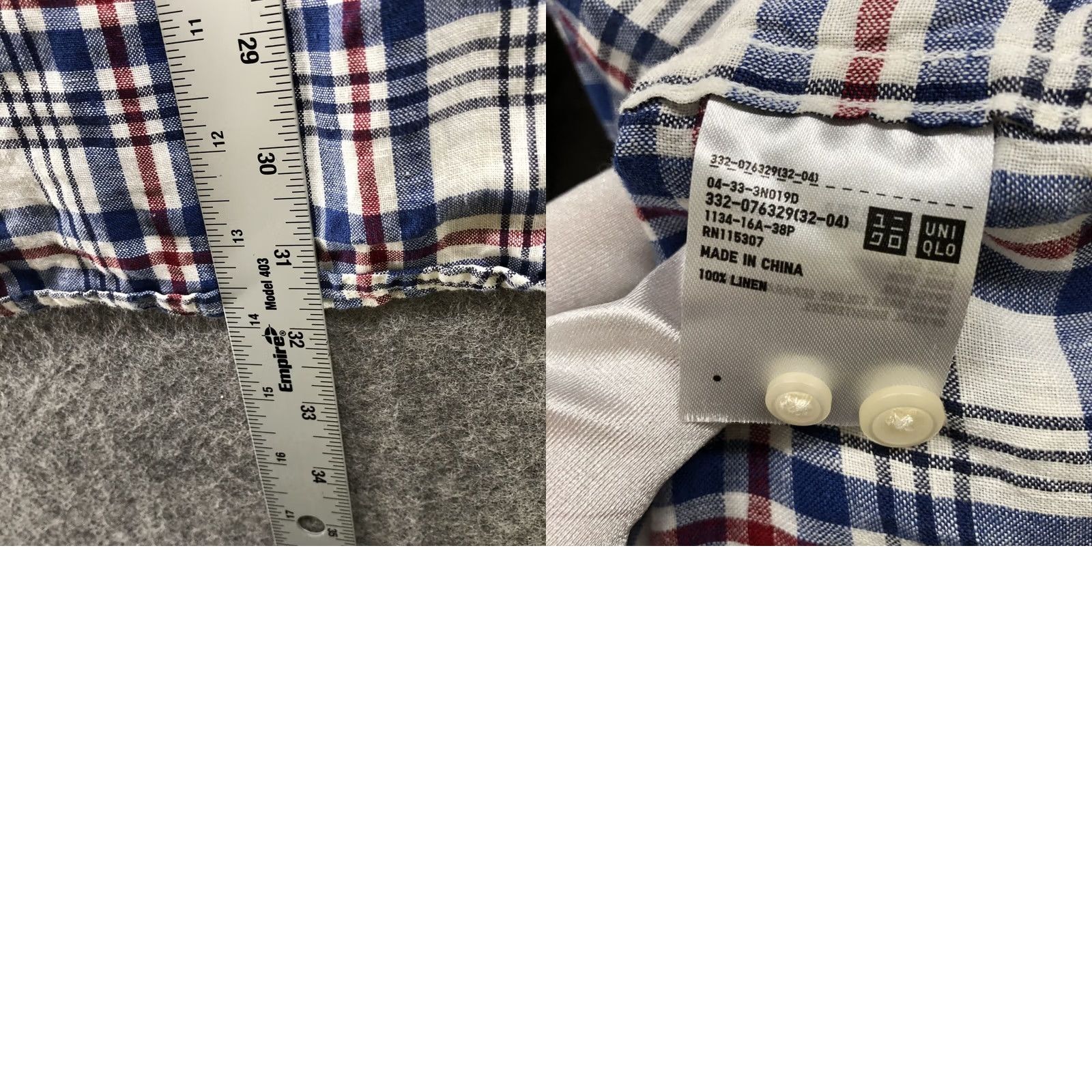 Uniqlo Uniqlo Linen Shirt Mens L Long Sleeve Button-Up Blue White Red Plaid Size US L / EU 52-54 / 3 - 8 Thumbnail