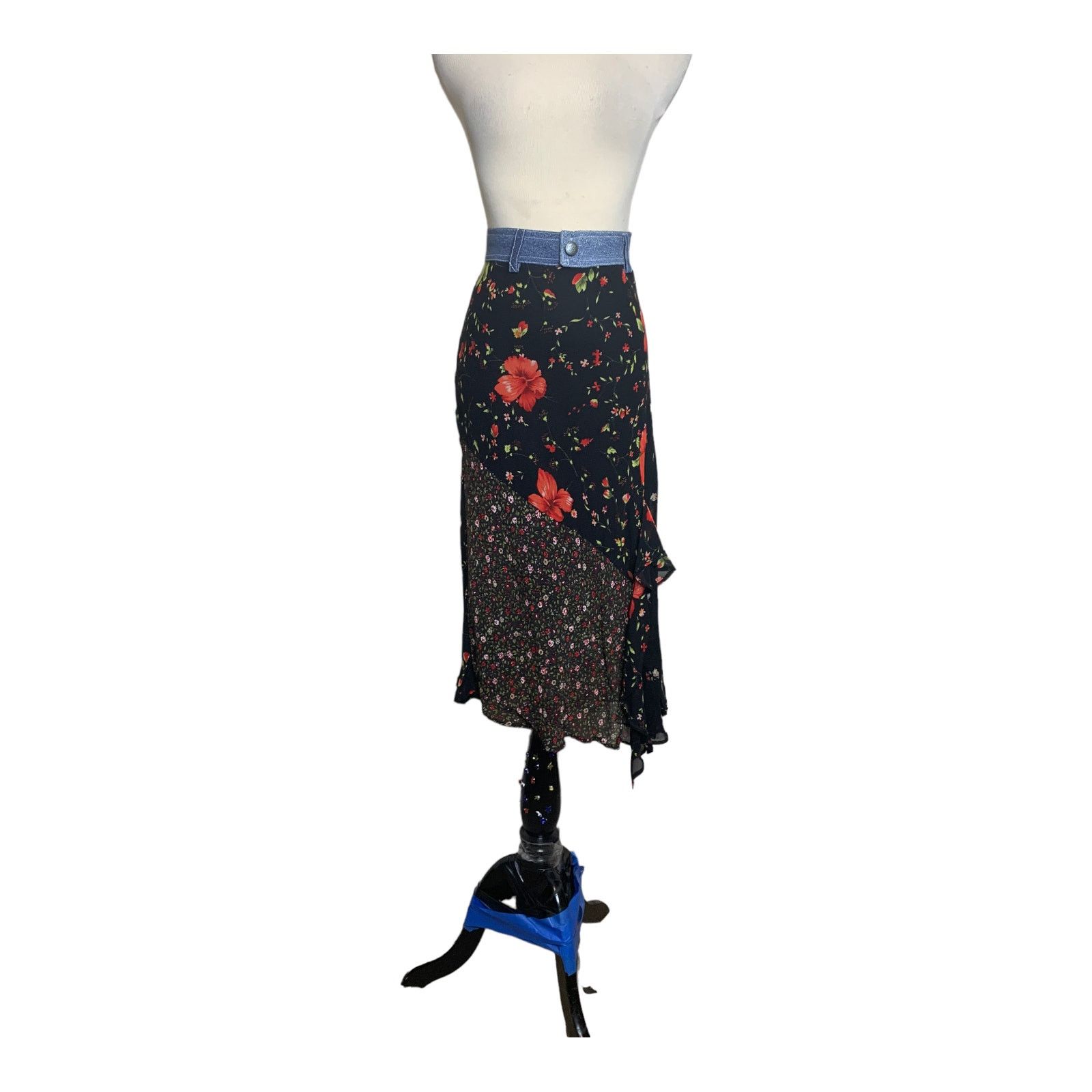 Maje Maje Paris black red floral ruffled skirt size 3- Small Size 32" / US 10 / IT 46 - 12 Thumbnail