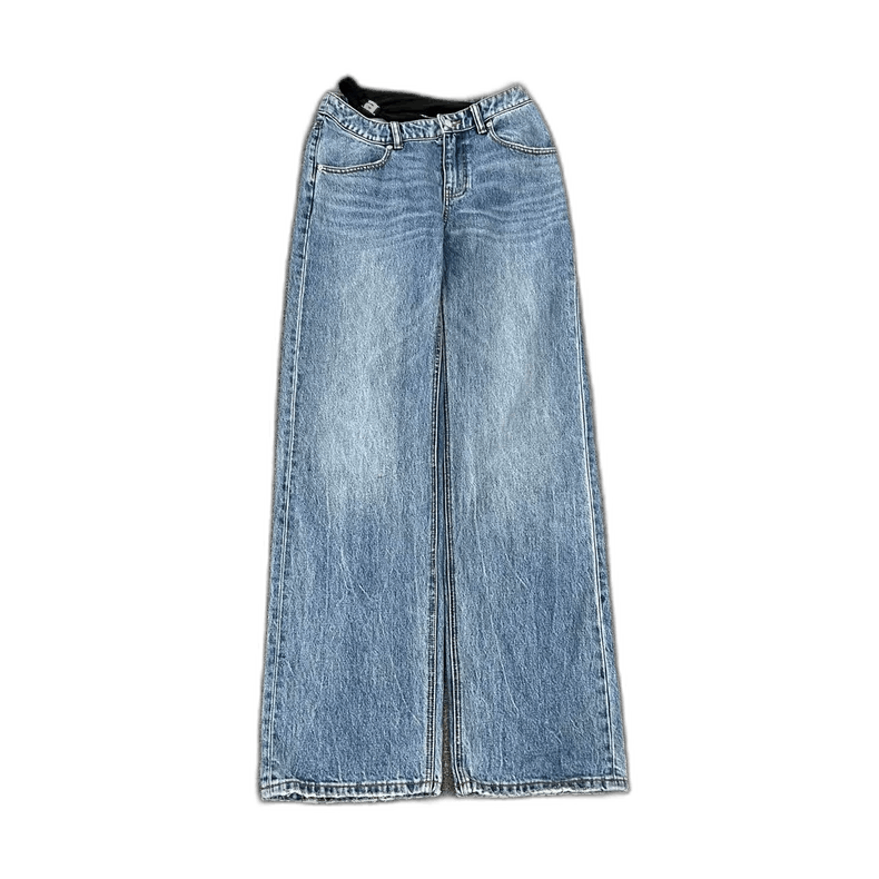Alexander Wang Asymmetrical Bikini Denim Jeans with Rhinestone Logo Size 27" / US 4 / IT 40 - 1 Thumbnail