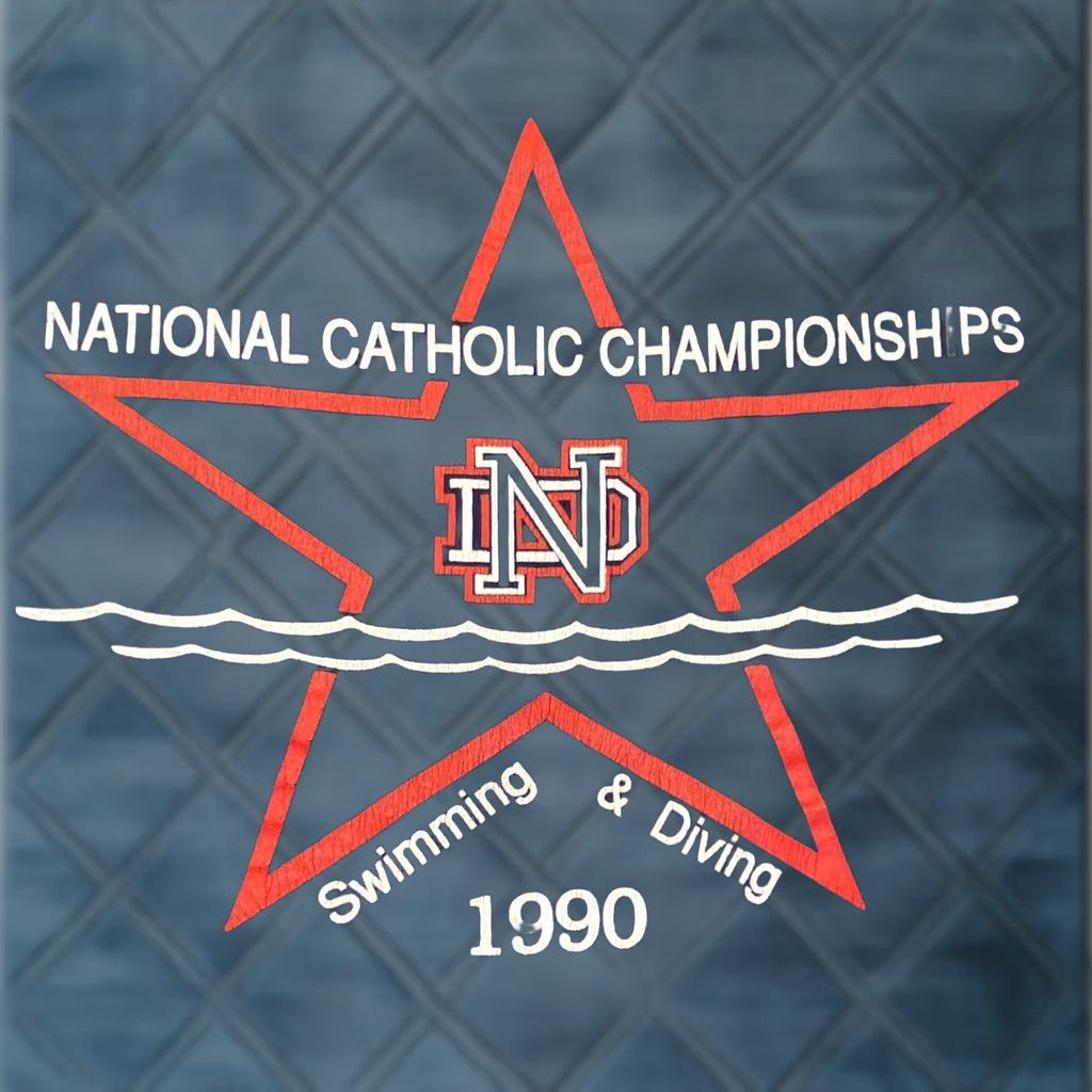 Russell Athletic VINTAGE National Catholic Swimming & Diving Championships T Shirt XL Russell Athletic Men Blue 1990s Short Sleeve Crew Neck Cotton Shirts Size US XL / EU 56 / 4 - 1 Thumbnail