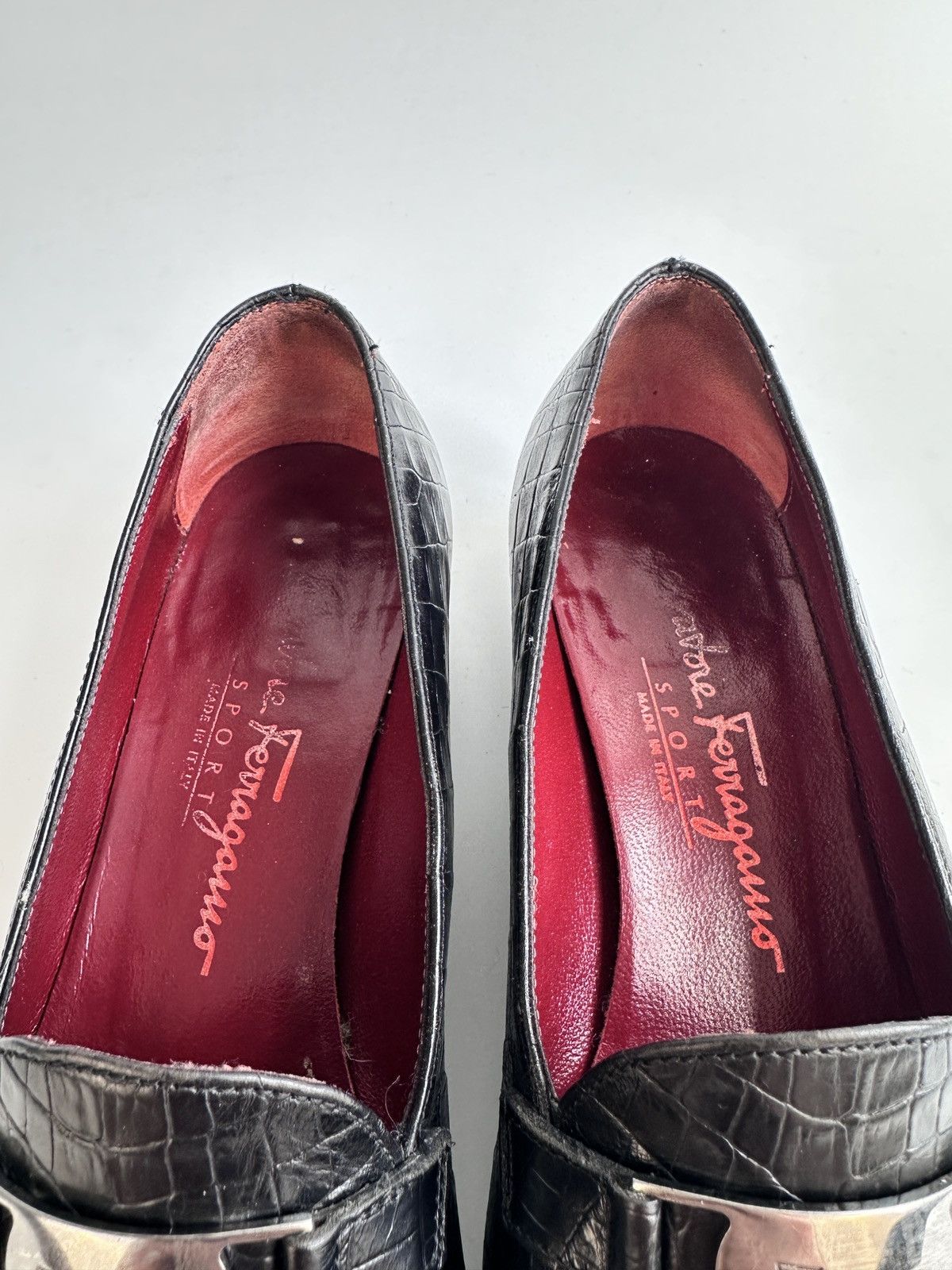 Salvatore Ferragamo Salvatore Ferragamo Sport Croc-Embossed Leather Loafers Size US 6 / IT 36 - 7 Thumbnail