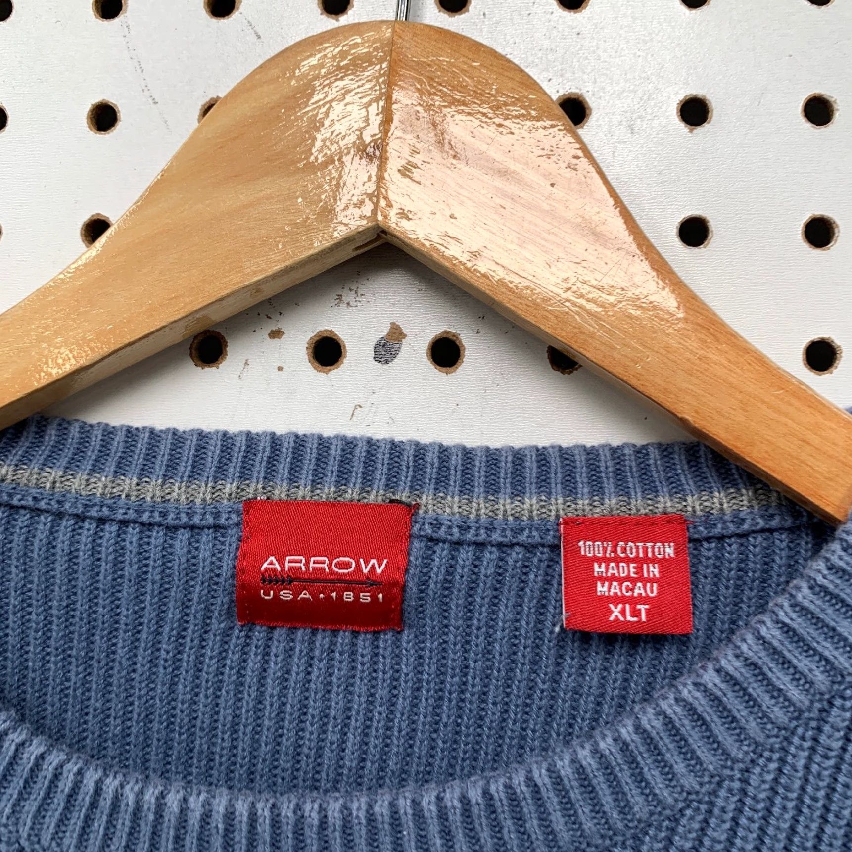 Arrow VINTAGE Arrow Knit Sweater Mens XL Tall XLT Blue Striped Rib Y2K Dad Size US XL / EU 56 / 4 - 5 Thumbnail