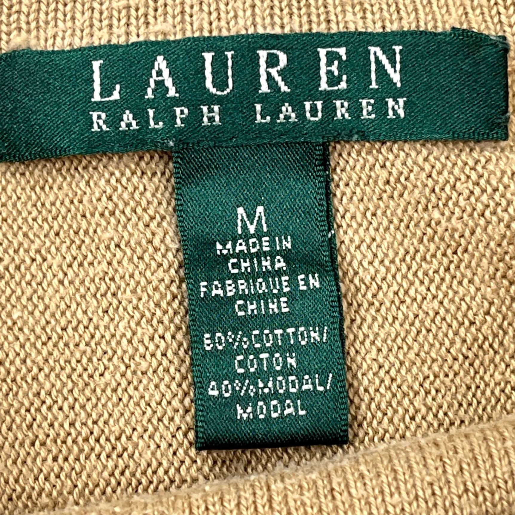 Ralph Lauren Lauren Ralph Lauren Sweater Women Medium Brown Shawl Neck Cable-Knit Lightweight LRL Tan All Seasons 3-4-5-Digit Logo Mens Womens Girls Boys Size M / US 6-8 / IT 42-44 - 4 Thumbnail