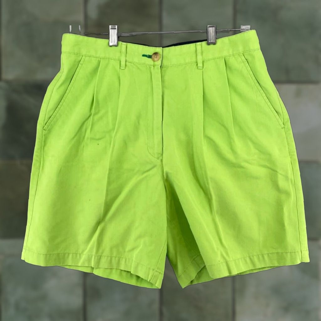 Tommy Hilfiger Tommy Hilfiger Women's Shorts 12 Green Pleated High Rise Casual Vintage Preppy Size 34" / US 12 / IT 48 - 1 Thumbnail