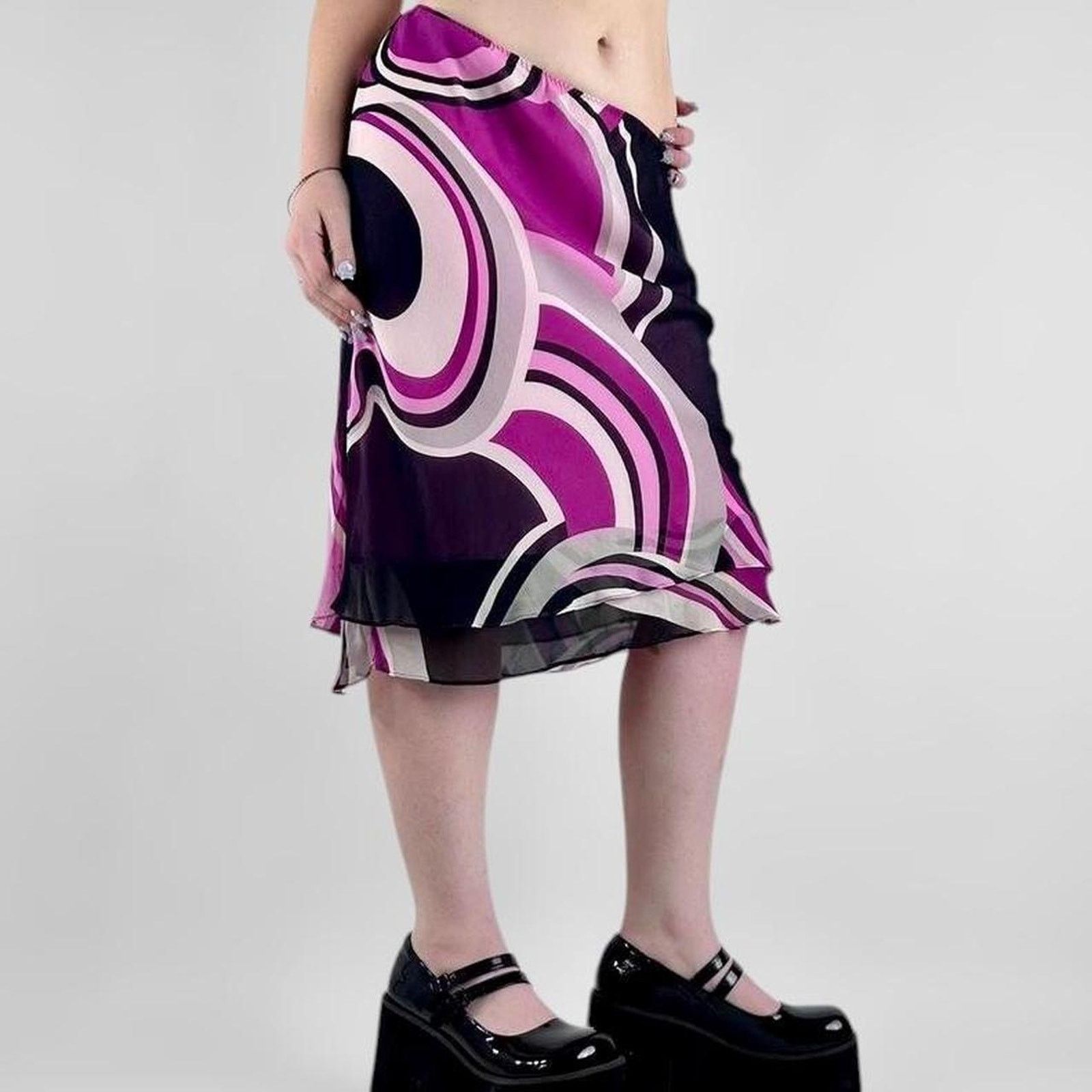Other y2k vintage purple silk midi skirt Size 28" / US 6 / IT 42 - 4 Thumbnail