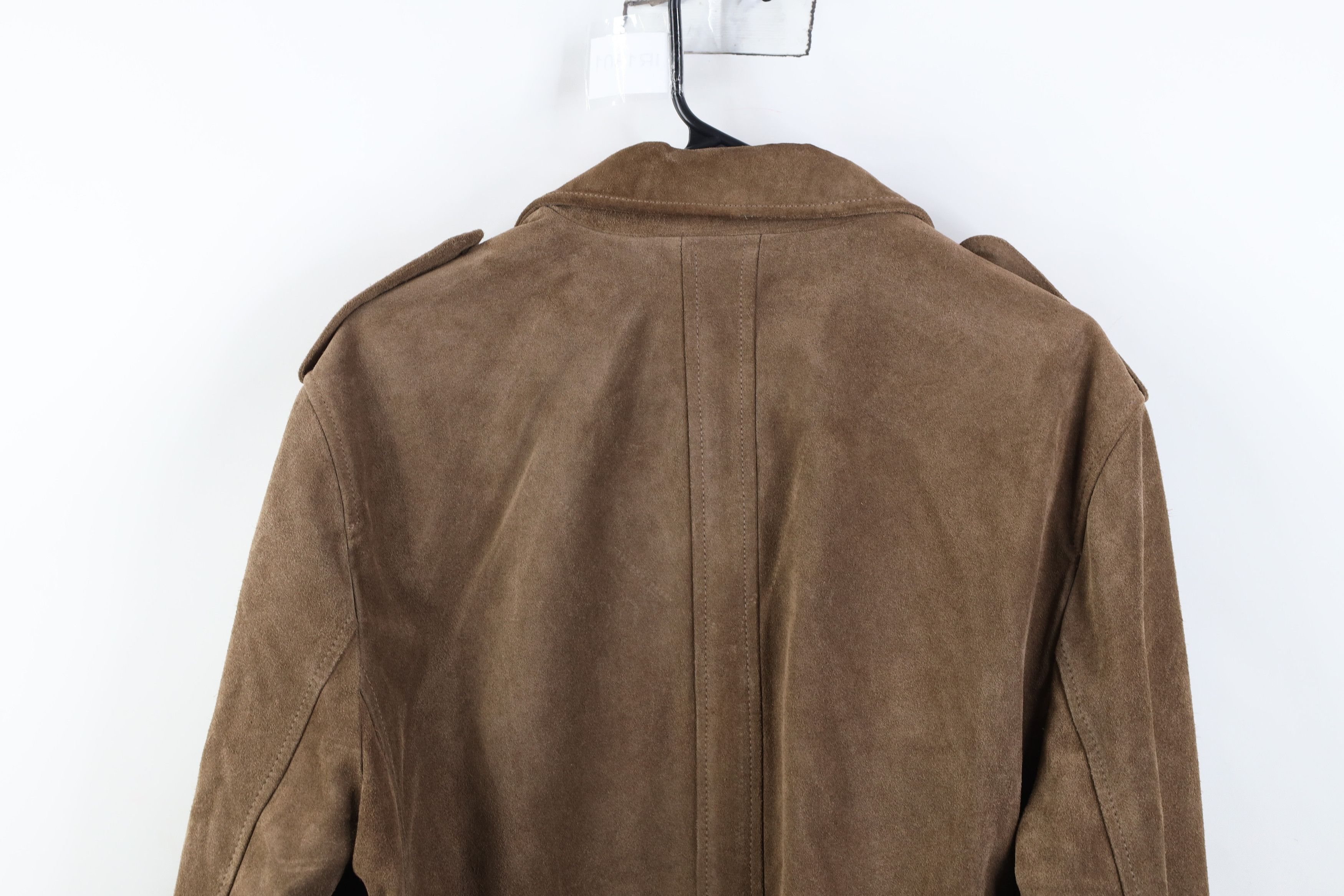 Vintage Vintage 90s Streetwear Suede Leather Military Blazer Jacket Size US L / EU 52-54 / 3 - 13 Thumbnail