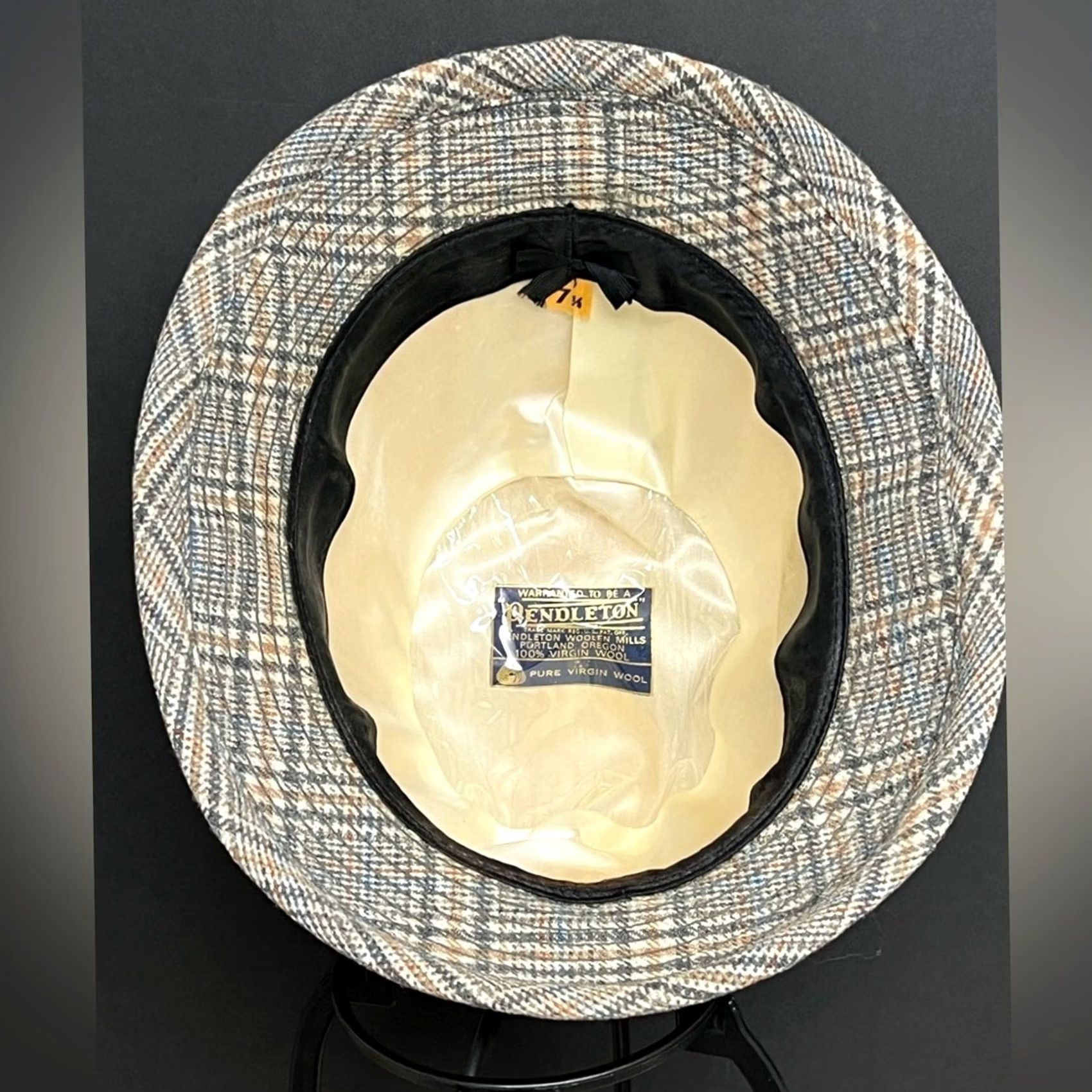 Pendleton Pendleton Fedora Hat - Vintage 60s/70s Wool Houndstooth Plaid 7 1/8 USA Size ONE SIZE - 5 Thumbnail