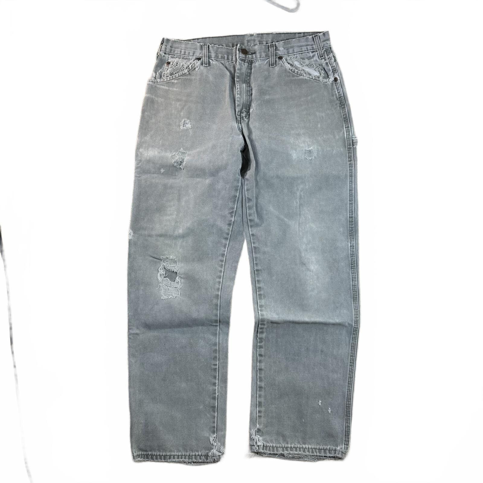 Distressed Dickies Carpenter Pants Faded Relaxed Fit 33x30.5