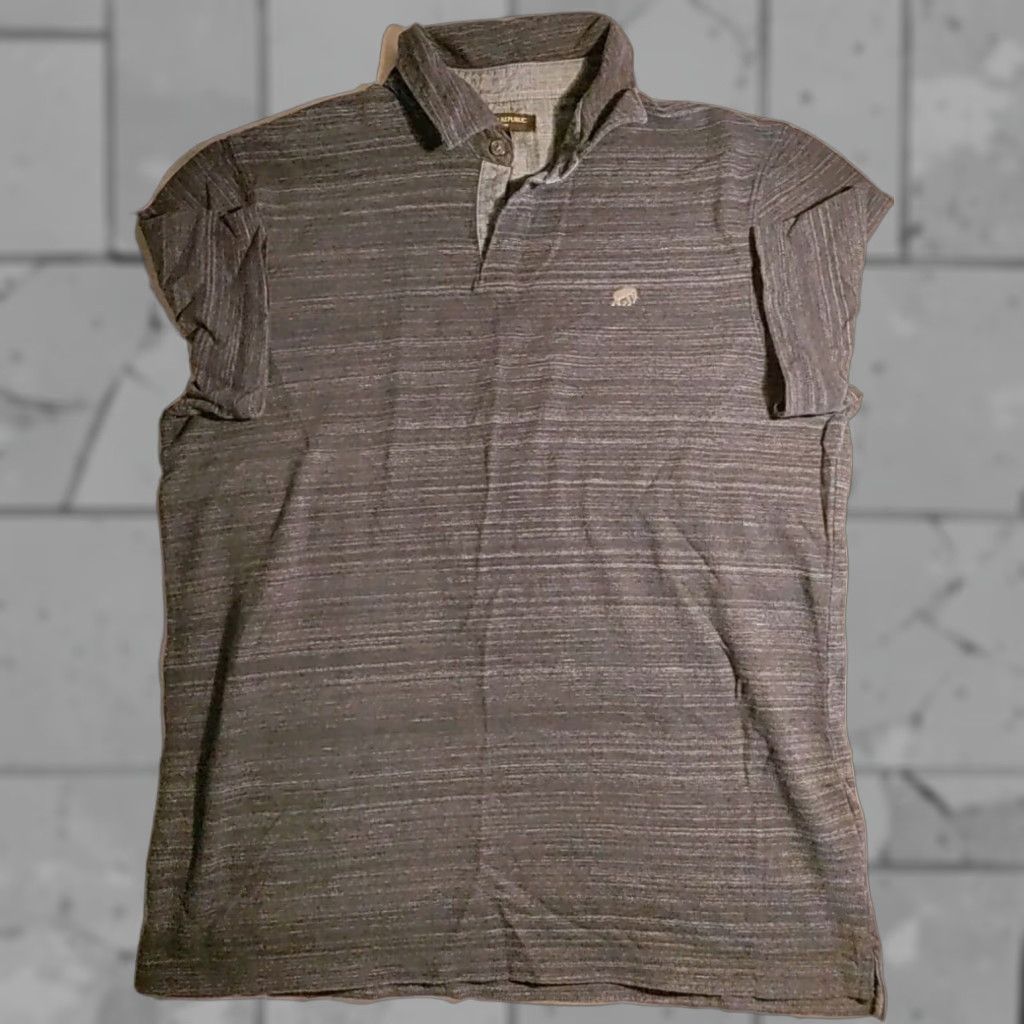 Banana Republic Slim Fit Striped Polo Shirt Men's Large Blue