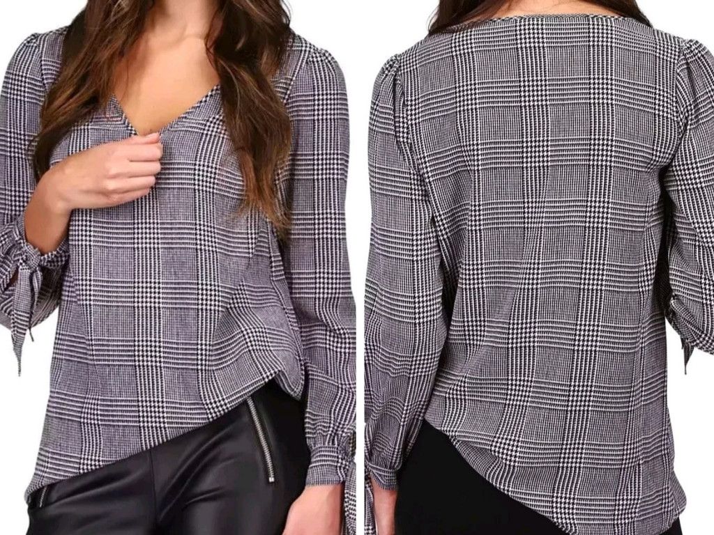 Michael Kors Michael Kors Women's Long-Sleeves Plaid With Wrist Tie Top Size XS / US 0-2 / IT 36-38 - 1 Thumbnail