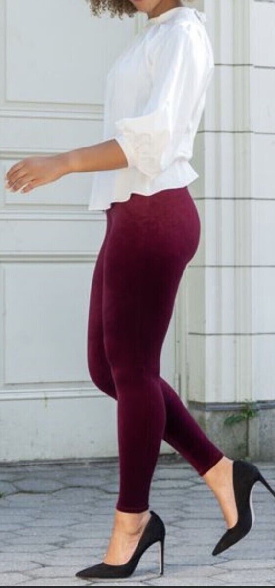 Spanx Spanx 2070 Velour Velvet Leggings Rich Burgundy ( S ) Size 28" / US 6 / IT 42 - 3 Thumbnail
