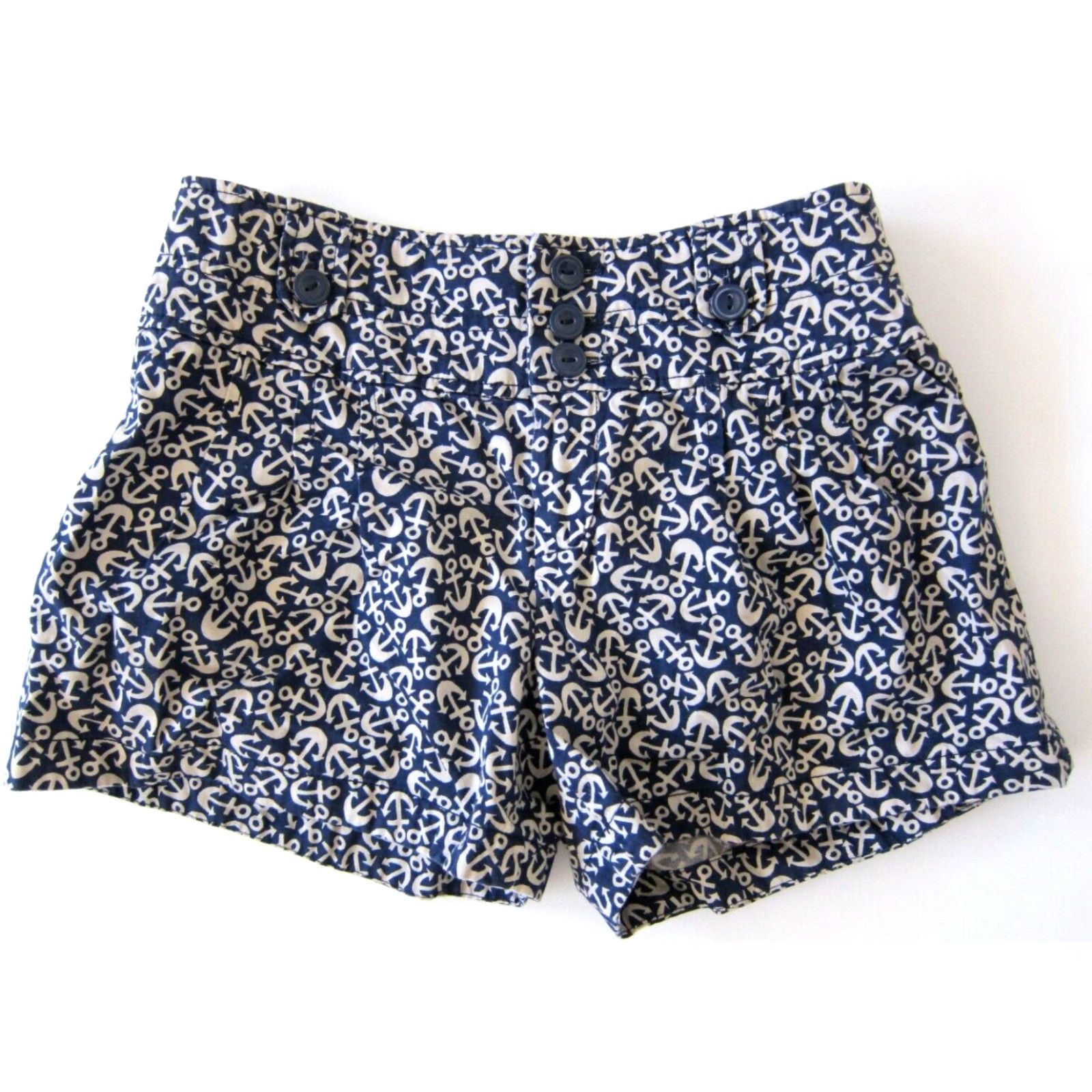 Anthropologie Hei Hei Anthropologie 100% Cotton Blue Anchor Sailor Boat Pleated Short Women 2 Size 26" / US 2 / IT 38 - 8 Thumbnail