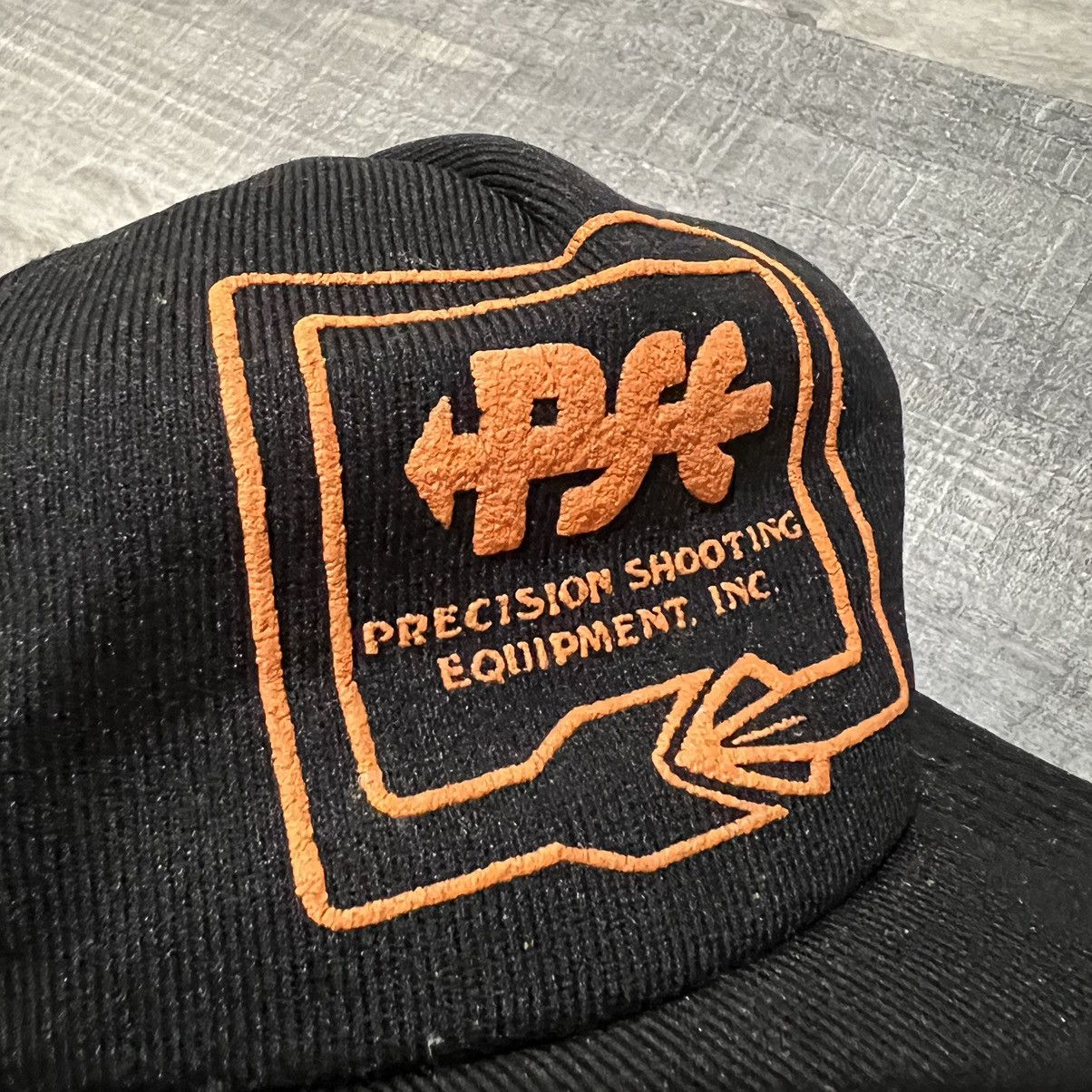 Vintage VTG Precision Shooting Equip. Black Puff Print Trucker Hat Size ONE SIZE - 2 Thumbnail