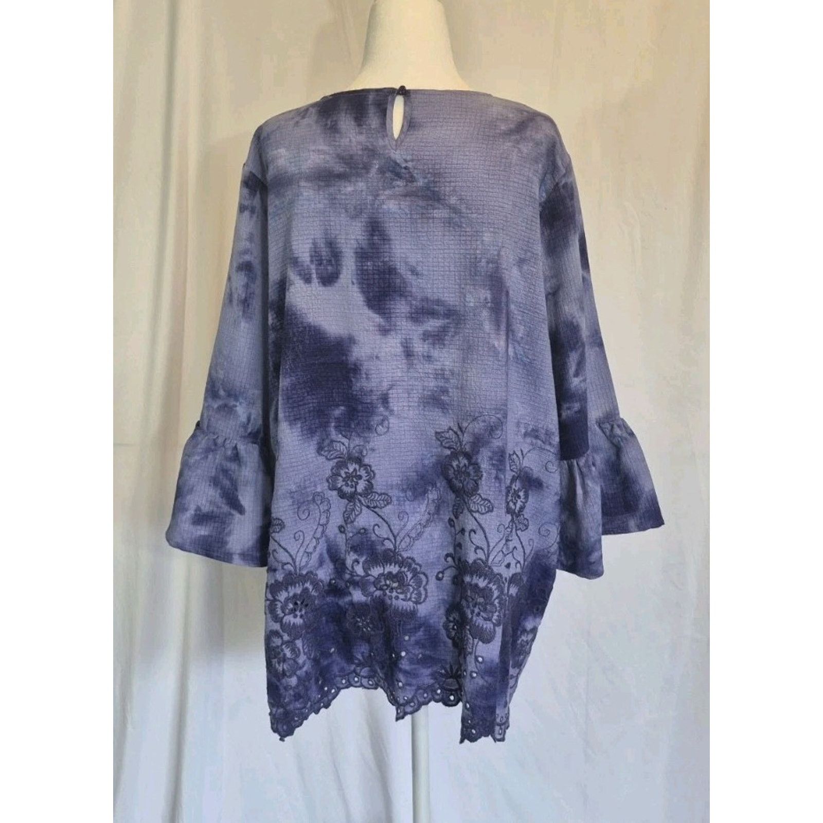Other New Calessa Womens Embroidered Floral Blue Top Blouse L Size L / US 10 / IT 46 - 5 Thumbnail