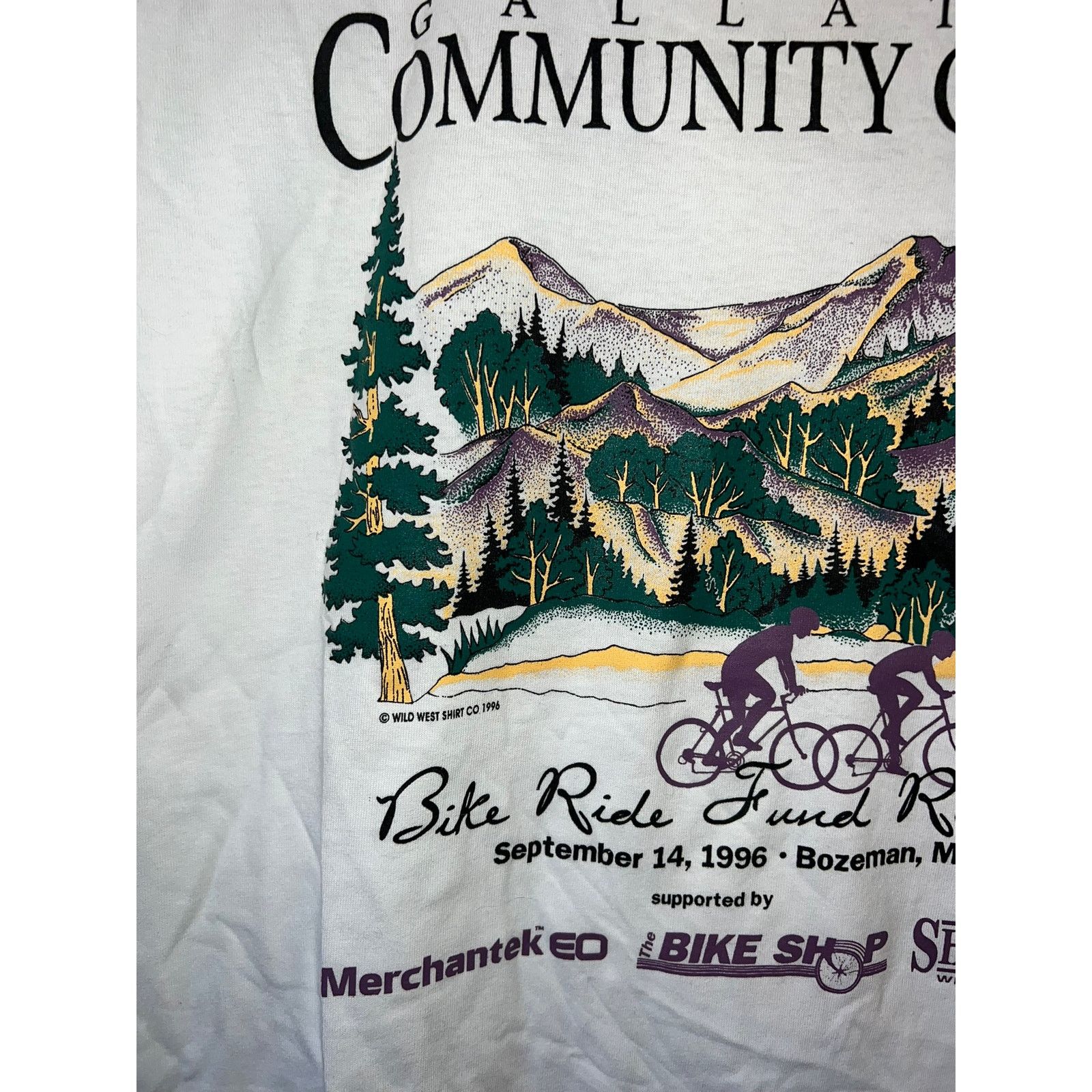 Jerzees 90s Gallatin Clinic Bike Ride Fund Raiser Shirt VTG 1990s M Size US M / EU 48-50 / 2 - 2 Thumbnail