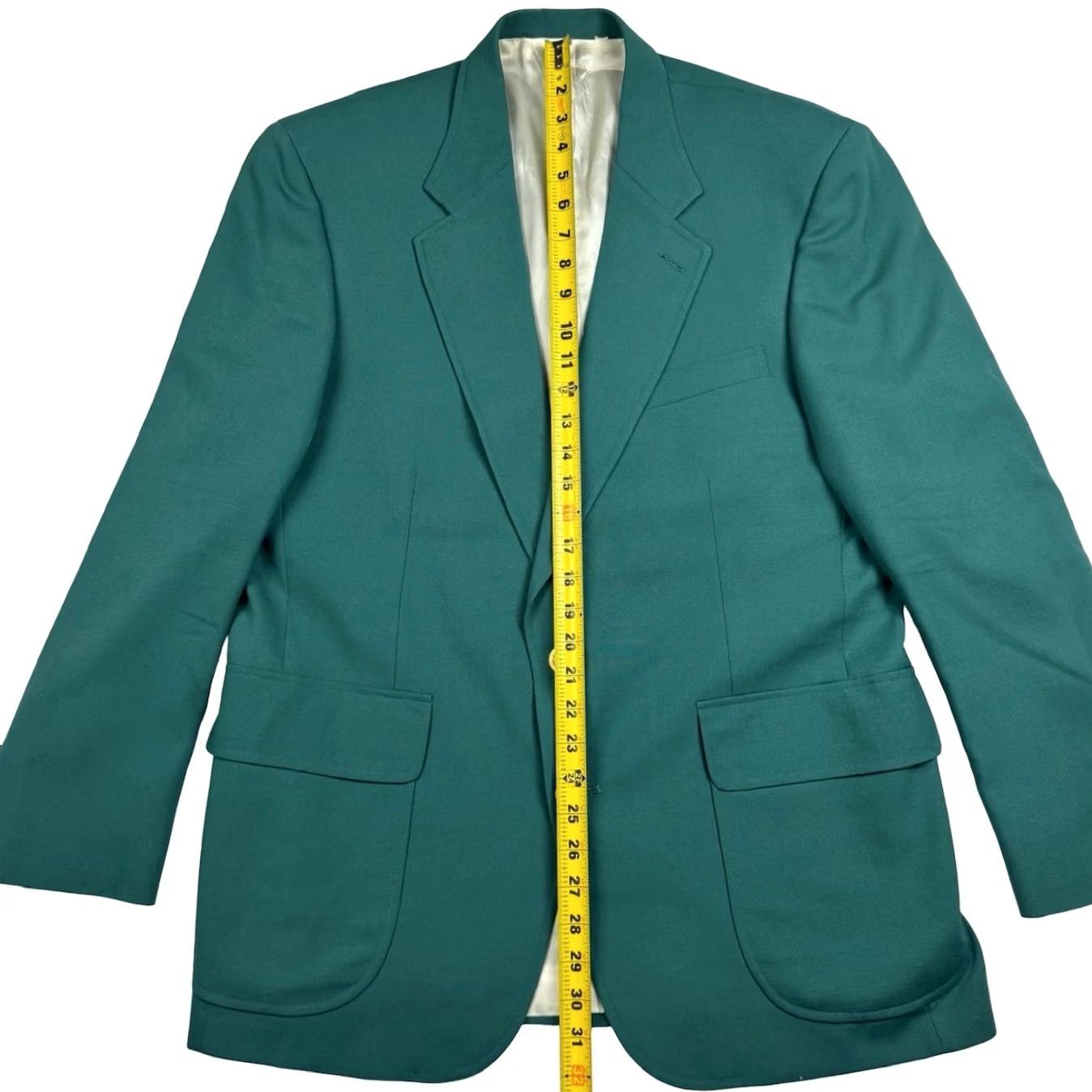 Lands' End Lands' End Men’s Blazer Jacket Wool 42R Green Gold Button Notch Lapel 2-Button Front Single-Breasted Vintage VTG Size 42R - 7 Thumbnail