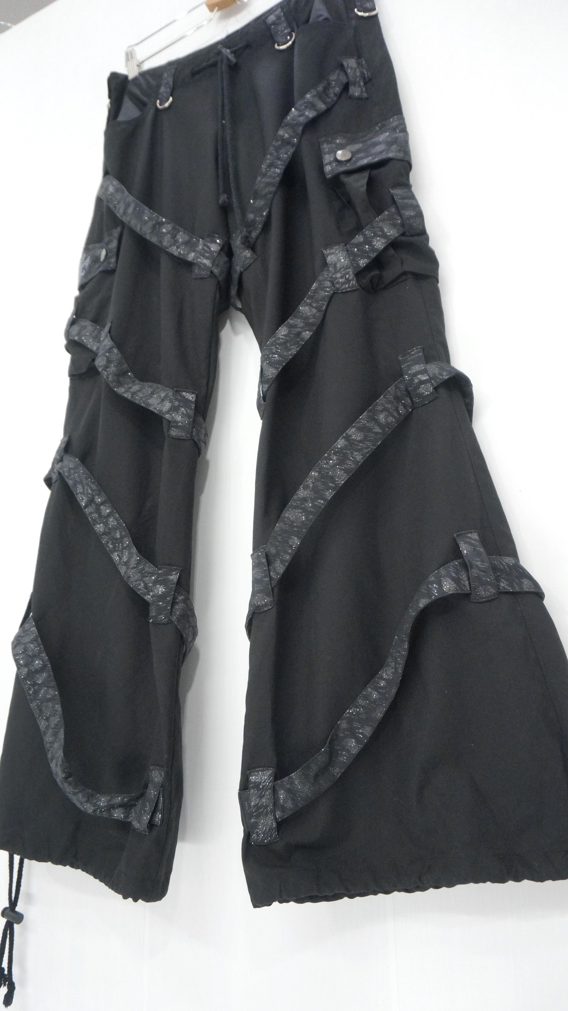 image of Holyflare Sixh Japan Bondage Wide Flare Cargo Pants in Black, Men's (Size 31)